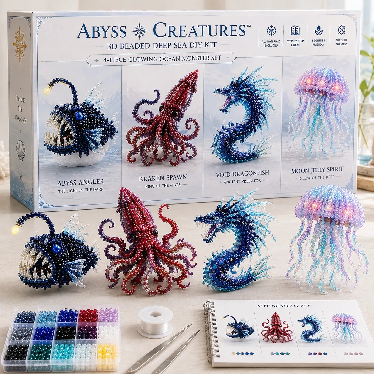 3D Beaded Creature DIY Kit Collection 🐉 Pick Your 4-Piece Set