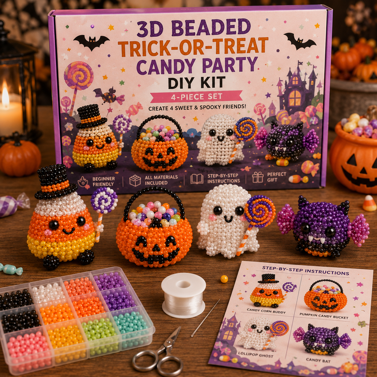 ⚡ LAST CHANCE! 60% OFF ENDS TONIGHT 🎃Halloween Beaded Craft Friends Kit