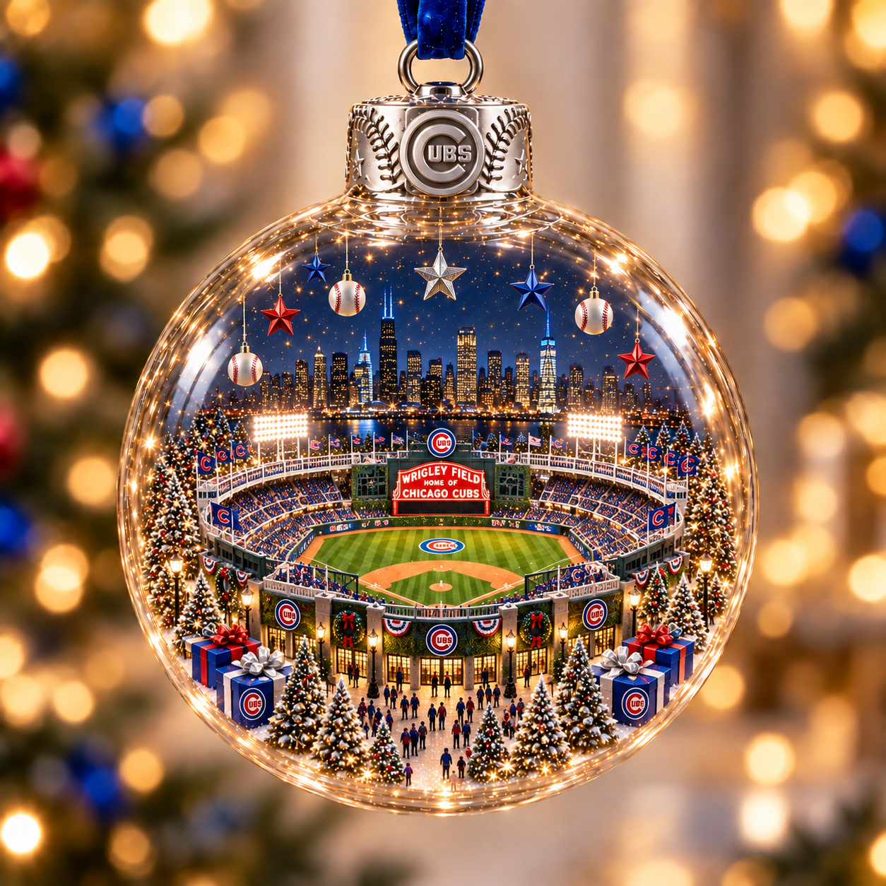 ⚾🎄 Light-Up Baseball Stadium Christmas Ornament