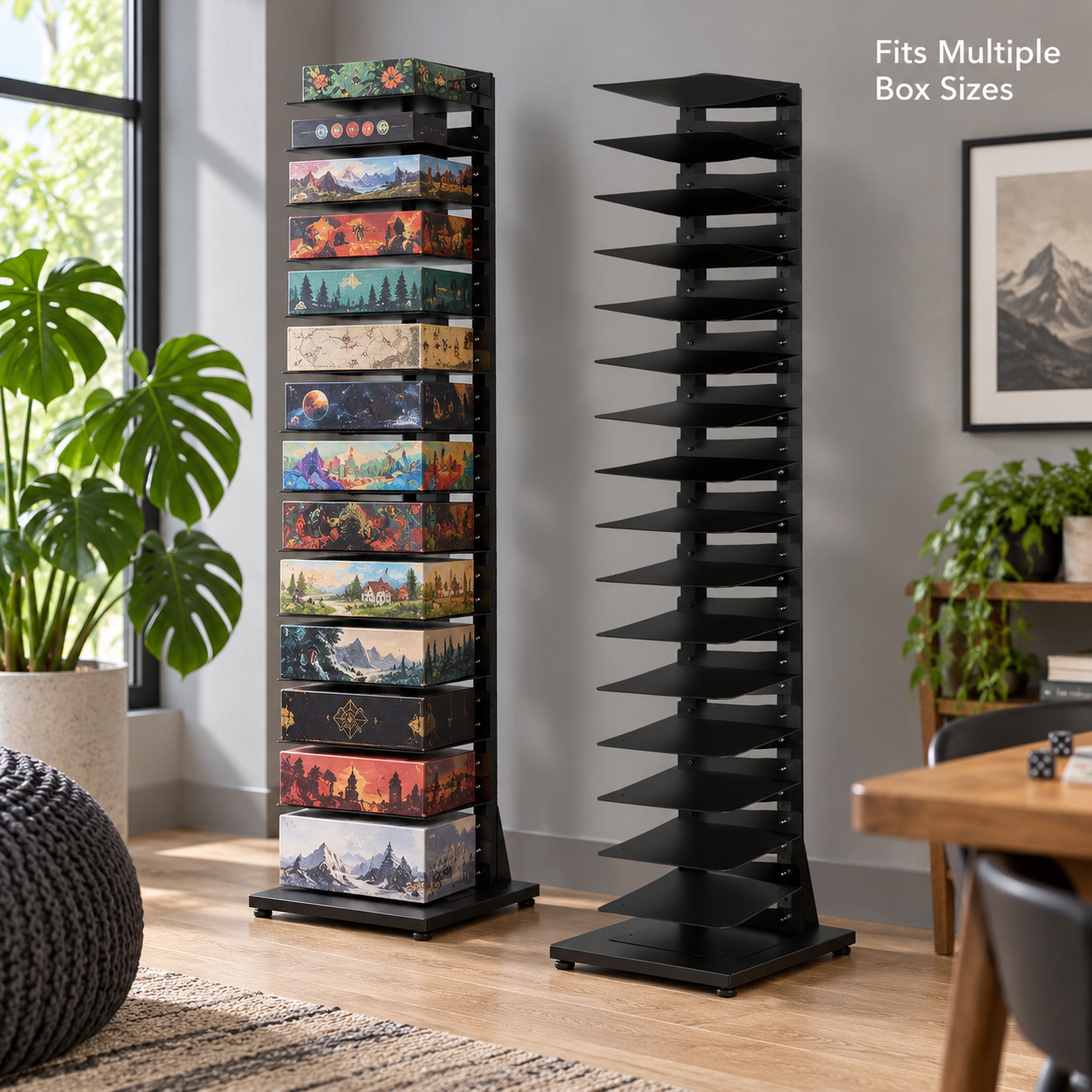 Adjustable Vertical Board Game Storage Tower