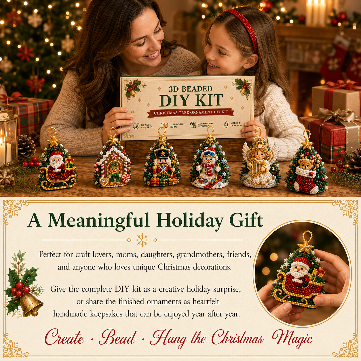 🔥Limited time 70% OFF -🎄 3D Beaded Christmas Tree Ornament DIY Kit (🧘Relaxing & Beginner-Friendly)