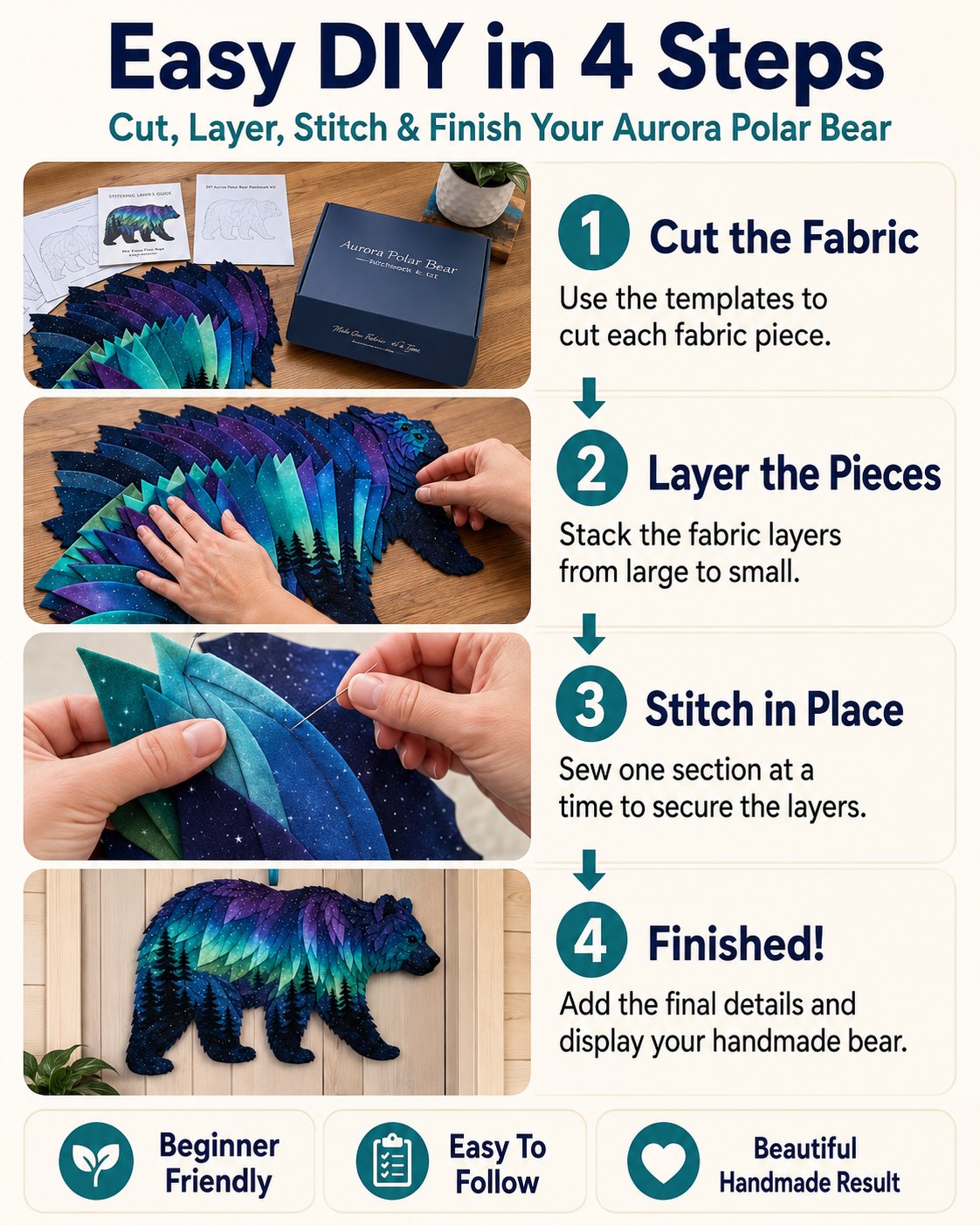 ⏳Last Day 50% OFF - 🌌🐺Northern Lights Wildlife DIY Patchwork Kit 📦Limited Stock🔥