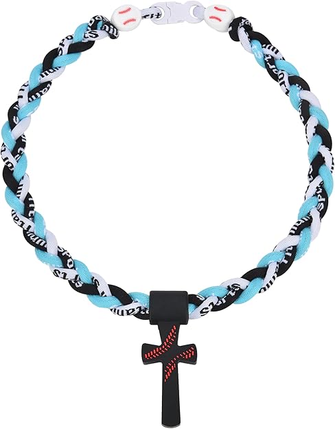 Triple-Rope Tornado Baseball Necklace Cross Charm Pendant with "I CAN DO ALL THINGS PHL4:13