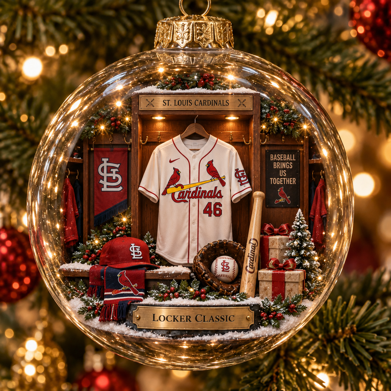 🎄 Go Cards — Light-Up Baseball Diorama Ornament