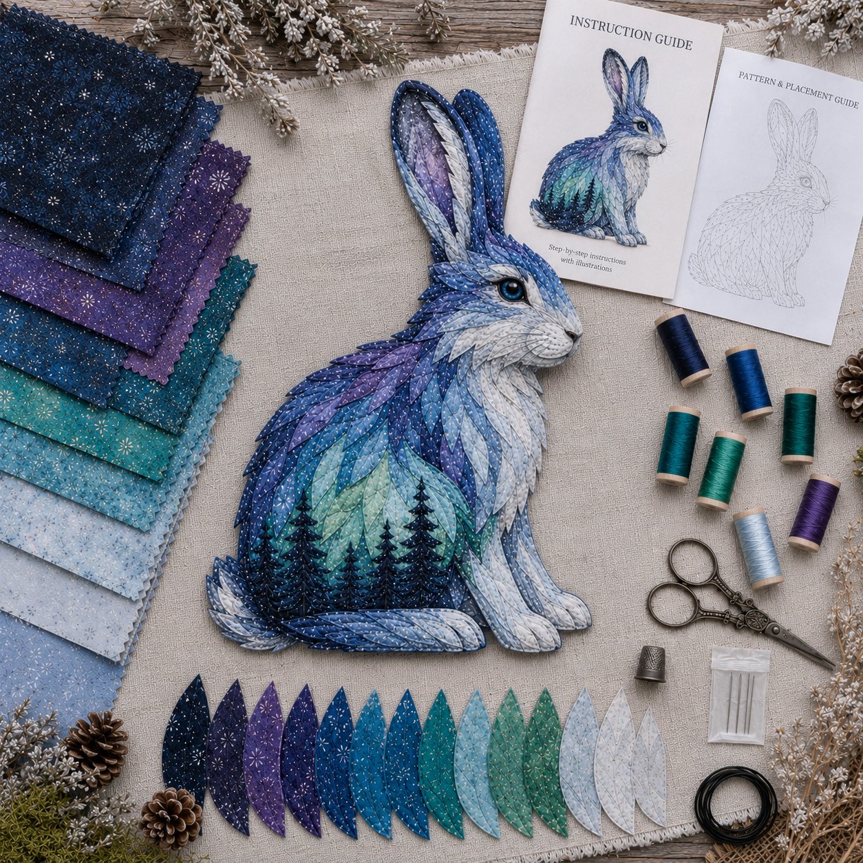 ⏳Last Day 50% OFF - 🌌🐺Northern Lights Wildlife DIY Patchwork Kit 📦Limited Stock🔥