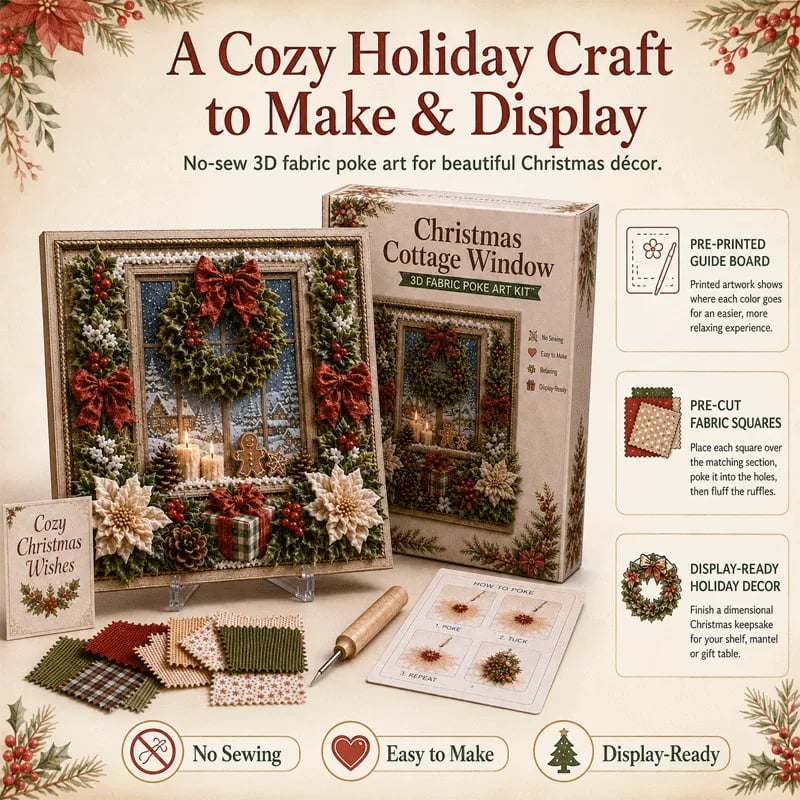 🎄🧵 Premium 3D Christmas Fabric Poke Art Kit