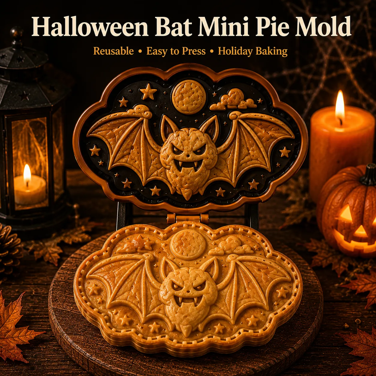 ⏳Only Today 49% OFF – Buy 3 Get 1 FREE（4 PCS）🎃 Halloween Mini Pie Mold Collection | Reusable Embossed Molds for Shaping Detailed Pumpkin, Ghost, Reindeer, Tree & Holiday Pies 🥧✨