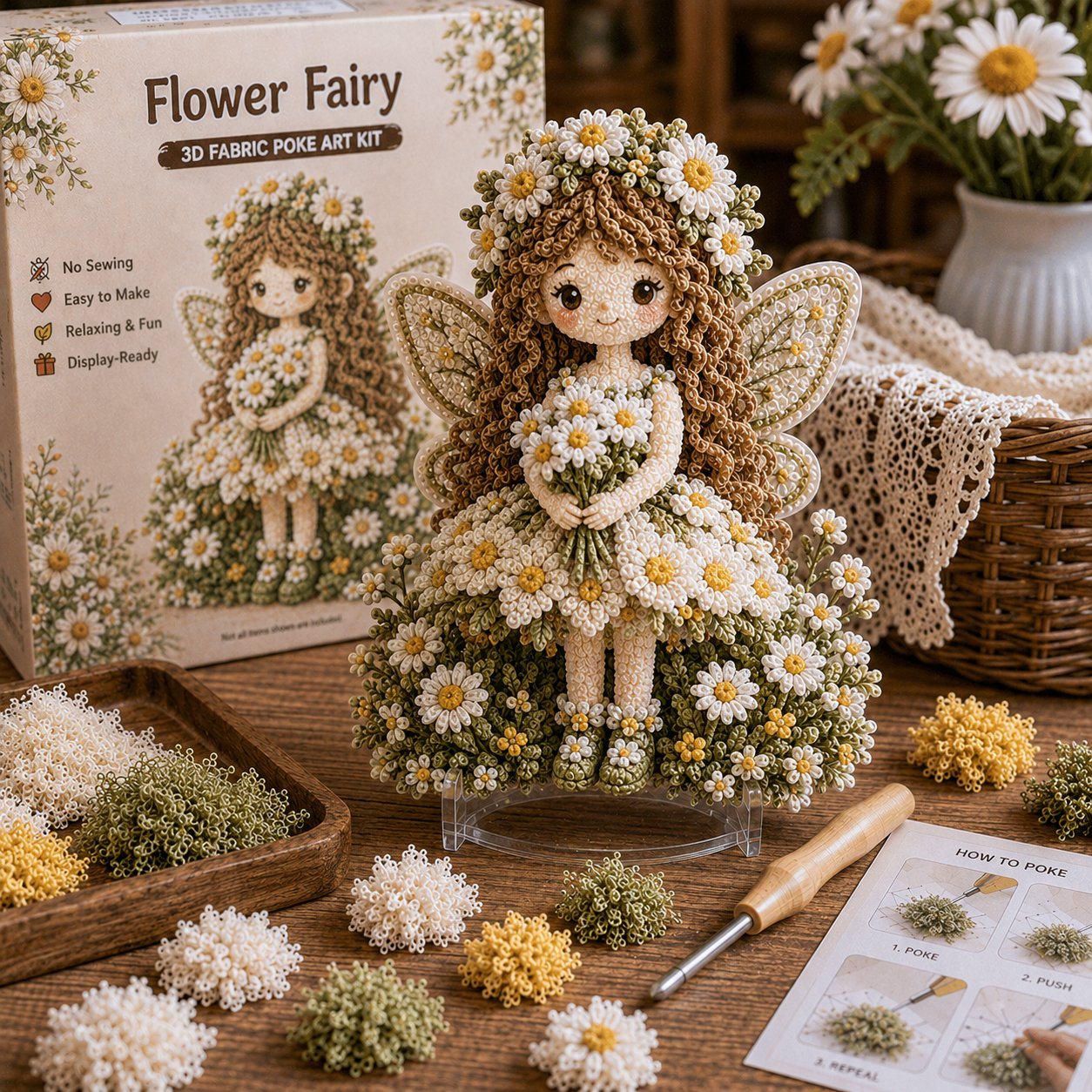 🌸Flower Fairy 3D Fabric Poke Art Kit