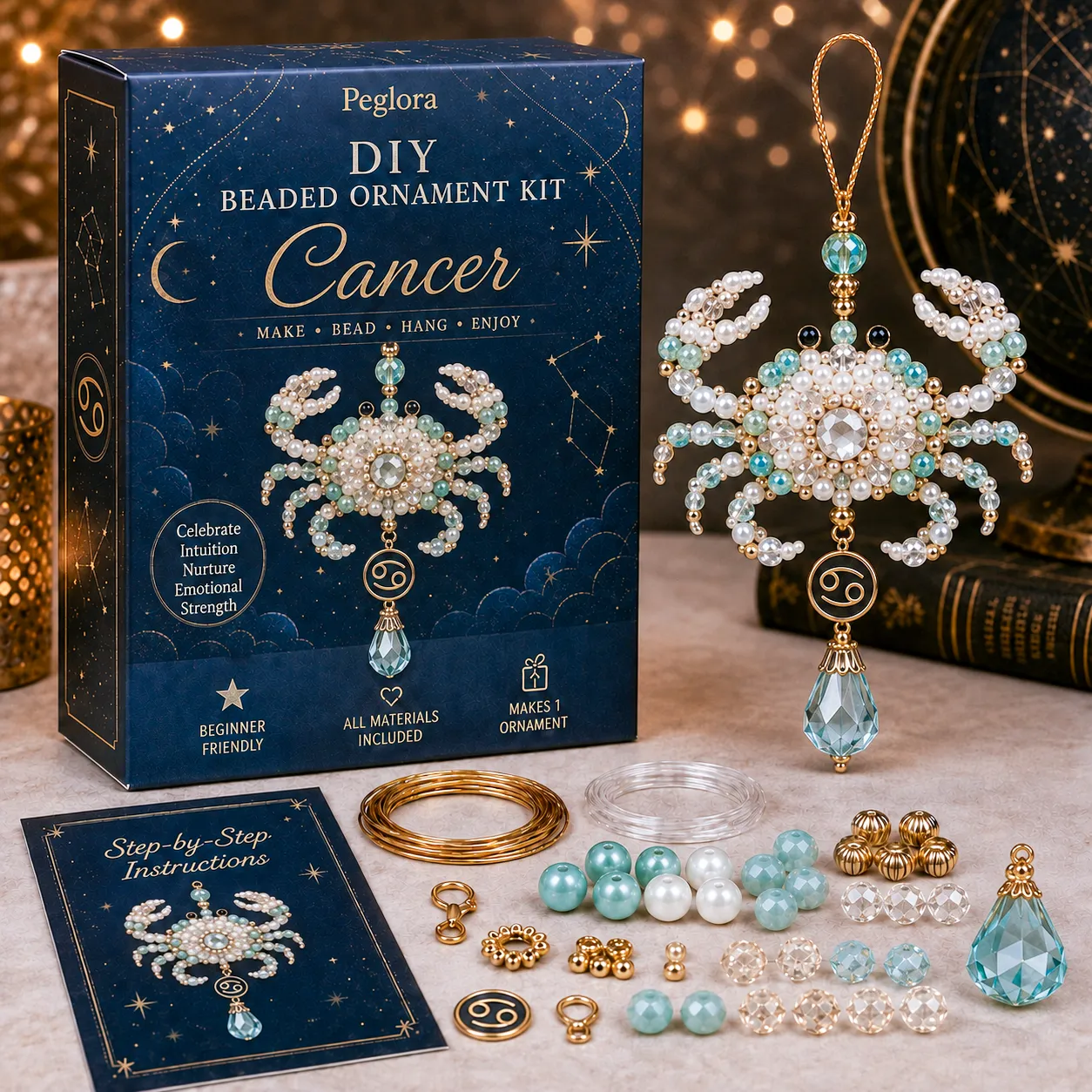 ⏳ Last Day 49% OFF – Buy 3 Get 1 FREE（4 PCS）🌙 Beginner-Friendly Zodiac Blessing Beaded Ornament DIY Kit Collection | Complete Kit with Beads, Crystal Accents, Zodiac Charms & Step-by-Step Guide Included 💕