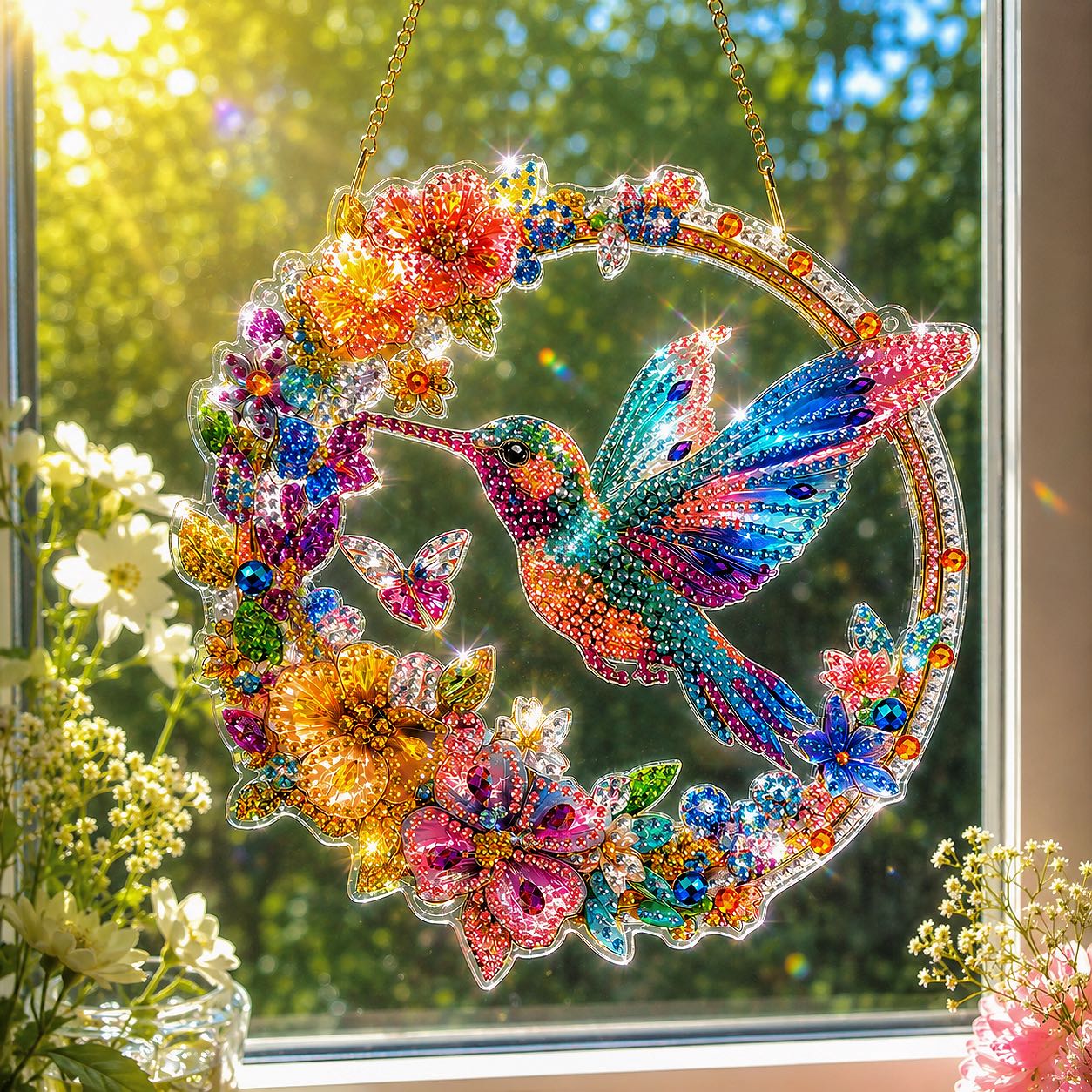 ☀️LAST DAY 70% OFF🌈 - Hummingbird Diamond Art Hanging Ornament Kit