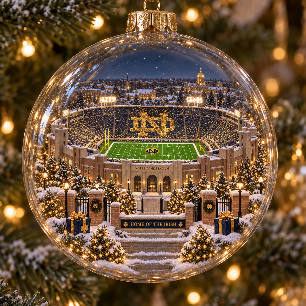 🎄 Play Like a Champion Today — Light-Up College Football Diorama Ornament