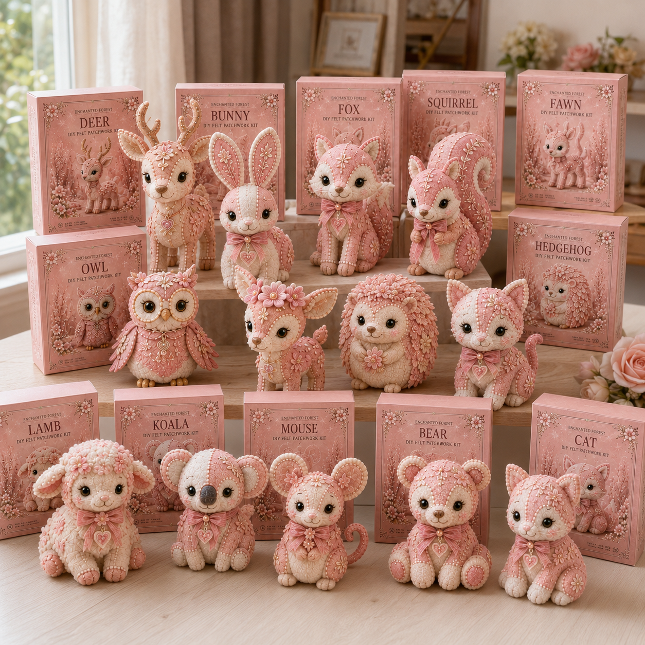 💗Pink Woodland Friends DIY Felt Sewing Kit – Make Your Own Cute Animal