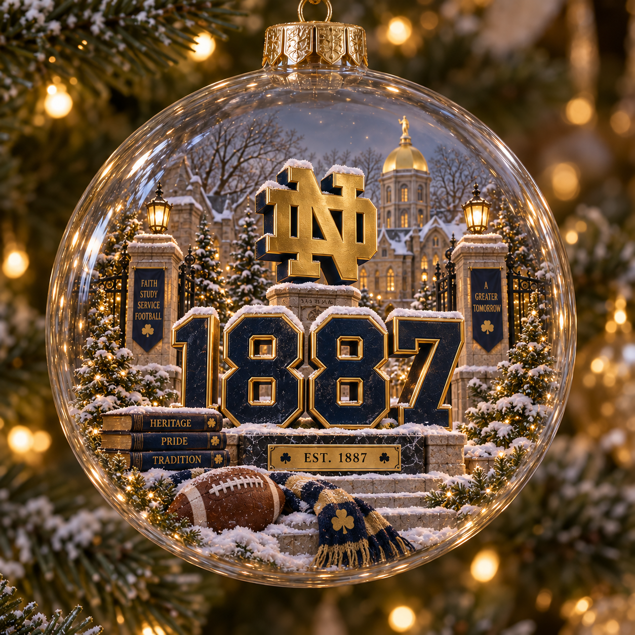 🎄 Play Like a Champion Today — Light-Up College Football Diorama Ornament