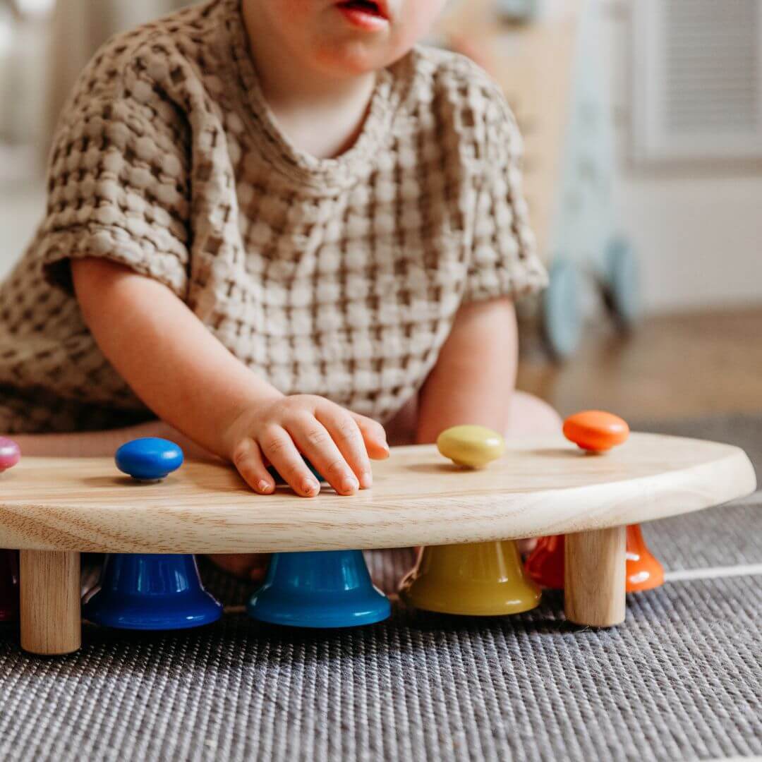 Pentatonic Bell Music Station — 5-Bell Wooden Instrument for Kids