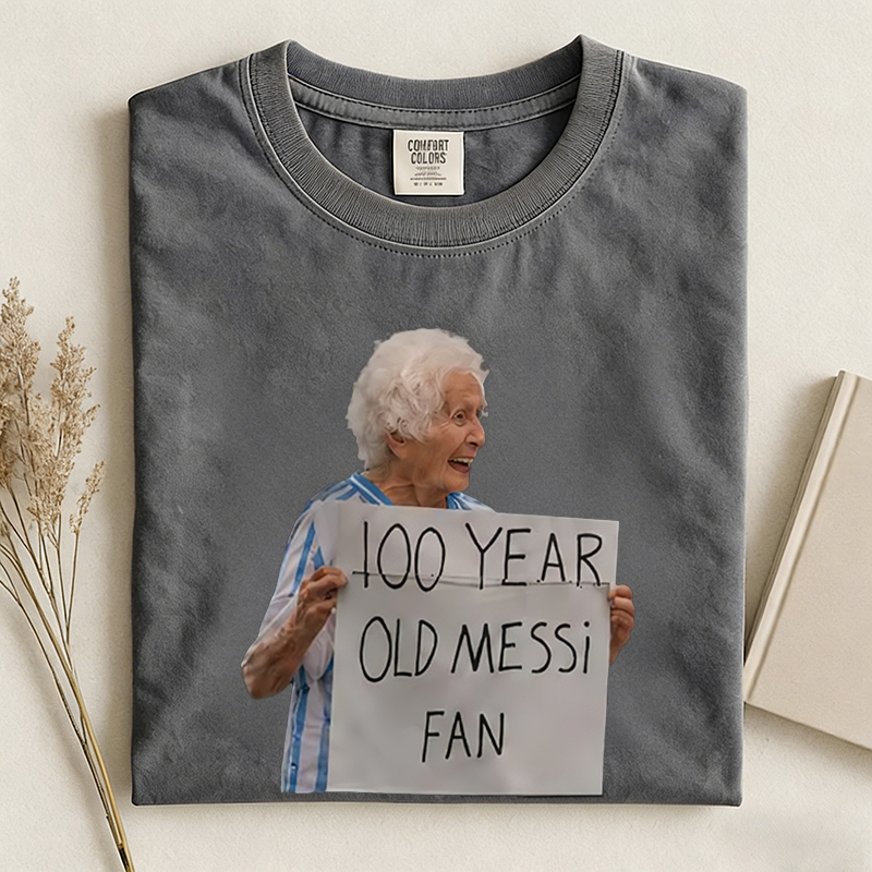 Funny Soccer Meme 100 Year Old Messi Fan T-shirt