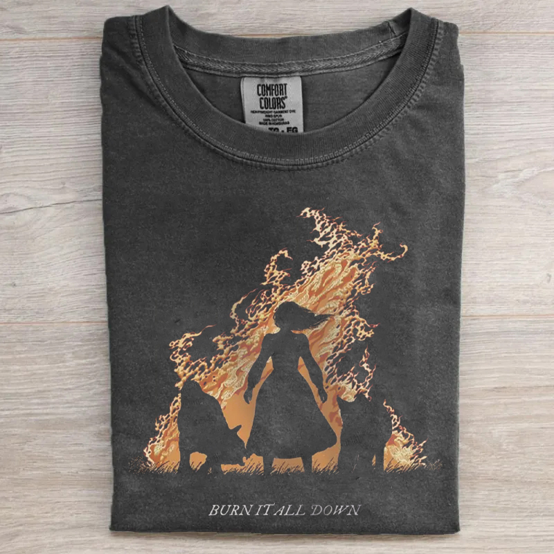  feminist woman rage with wolves and flames T-shirt
