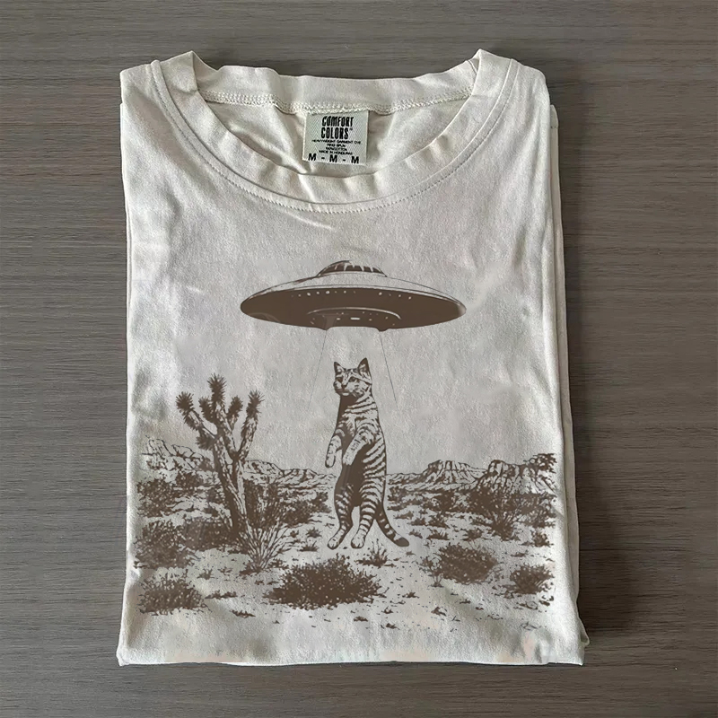 Funny Space Cat Graphic T-shirt