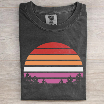 Retro Sunset Lesbian T-shirt
