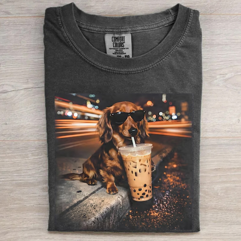 Funny Dachshund Drinking Coffee T-shirt