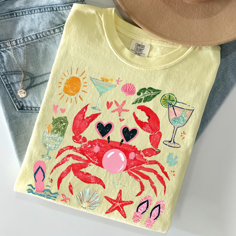 Beach Vibes Funny Crab T-shirt