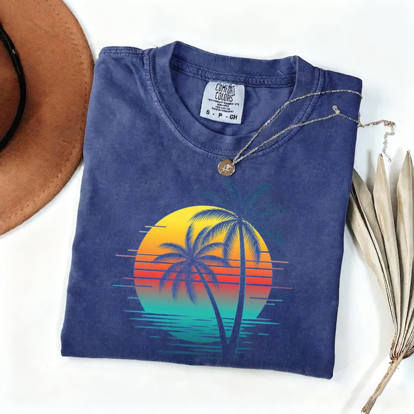 Sunset Beach Palm Tree T-shirt