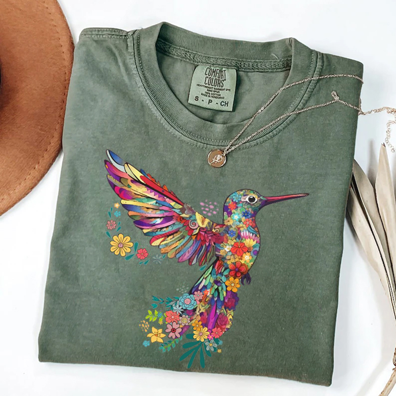 Floral Hummingbird T-shirt