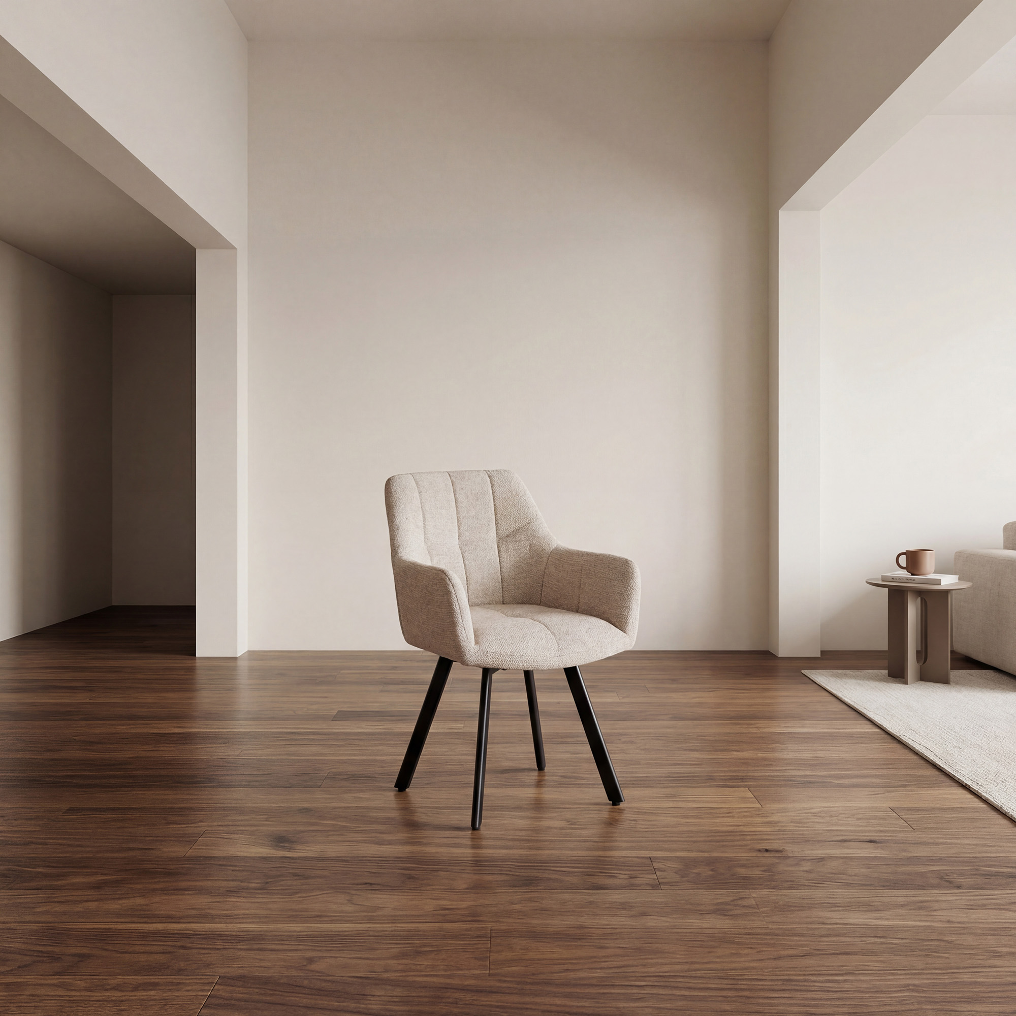 Polsterstuhl 360° drehbar mit Rückstellfunktion, Wohnzimmerstuhl, Küchenstuhl