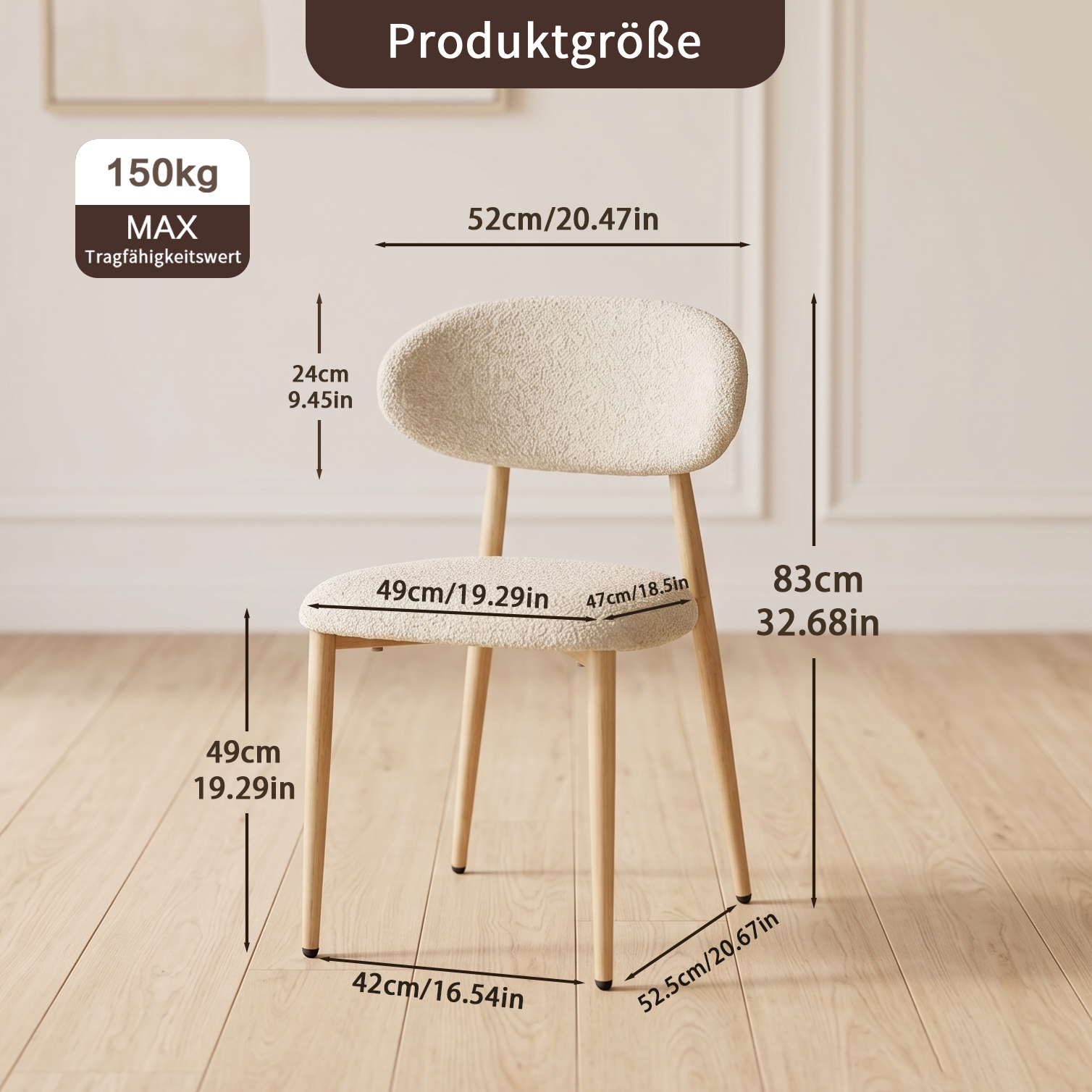 LYKKVØ „Milo“ Polsterstuhl aus der „Amara“ Kollektion — Ergonomischer Design-Esszimmerstuhl