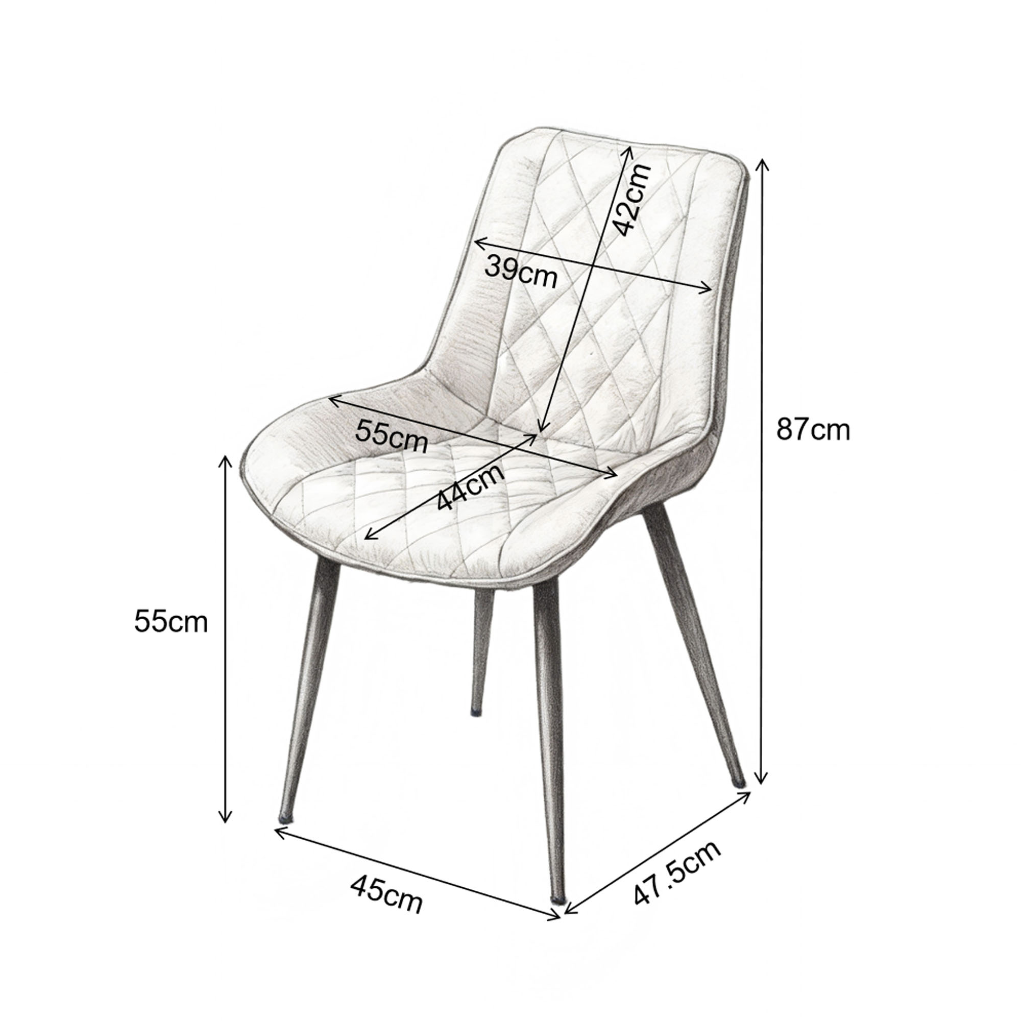 Design-Esszimmerstühle 4er Set – Chenille-Bezug & Ergonomisches Design