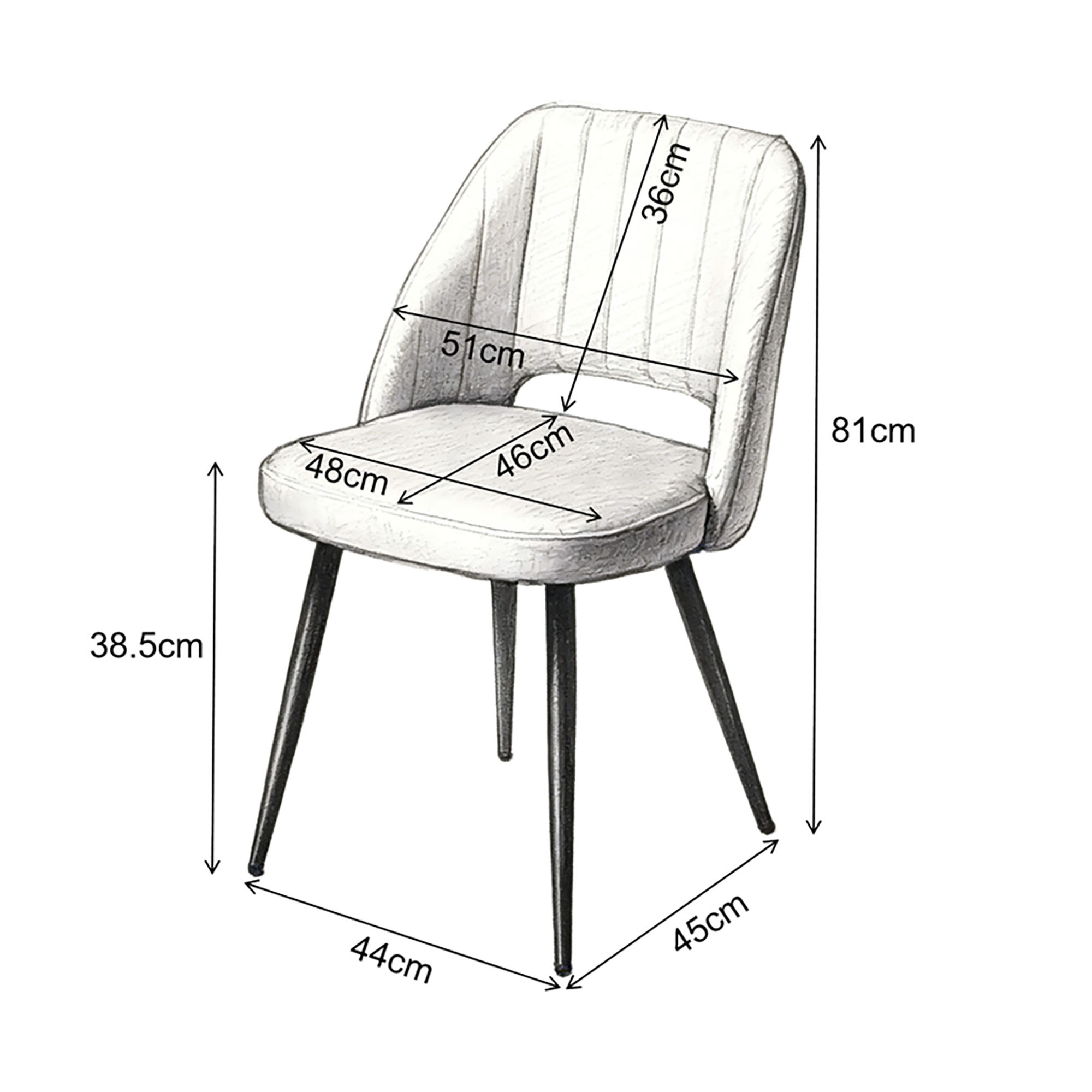 4er-Set Design-Esszimmerstühle LYKKVØ – Ergonomischer Hohlrücken & Vertikales Quilting in Grau