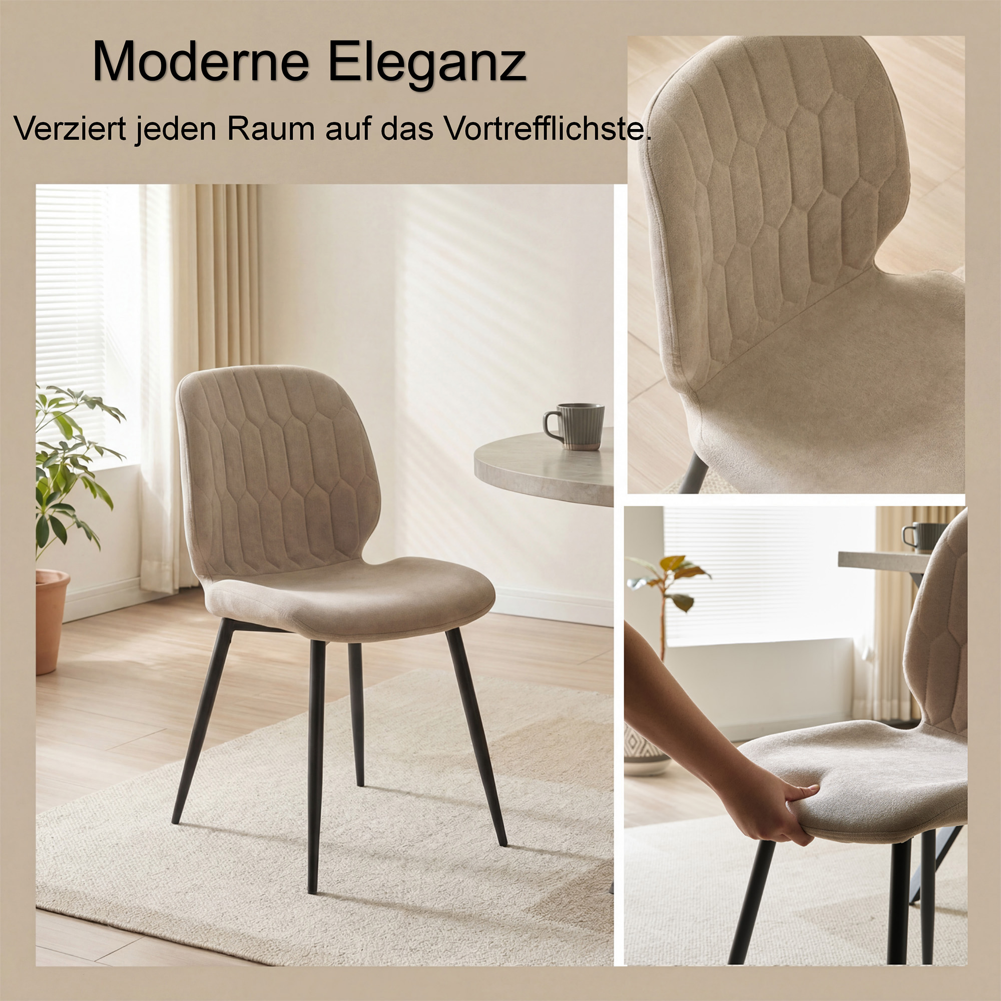 LYKKVØ Design-Polsterstuhl Set (4 Stück) – Ergonomischer Komfort in edlem Chenille