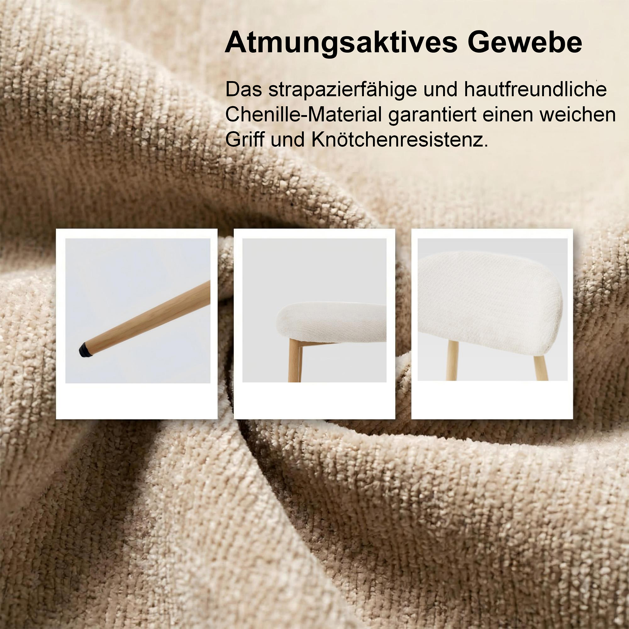 LYKKVØ Design-Polsterstuhl Set (2 Stück) – Ergonomischer Komfort in Beige mit Walnuss-Optik