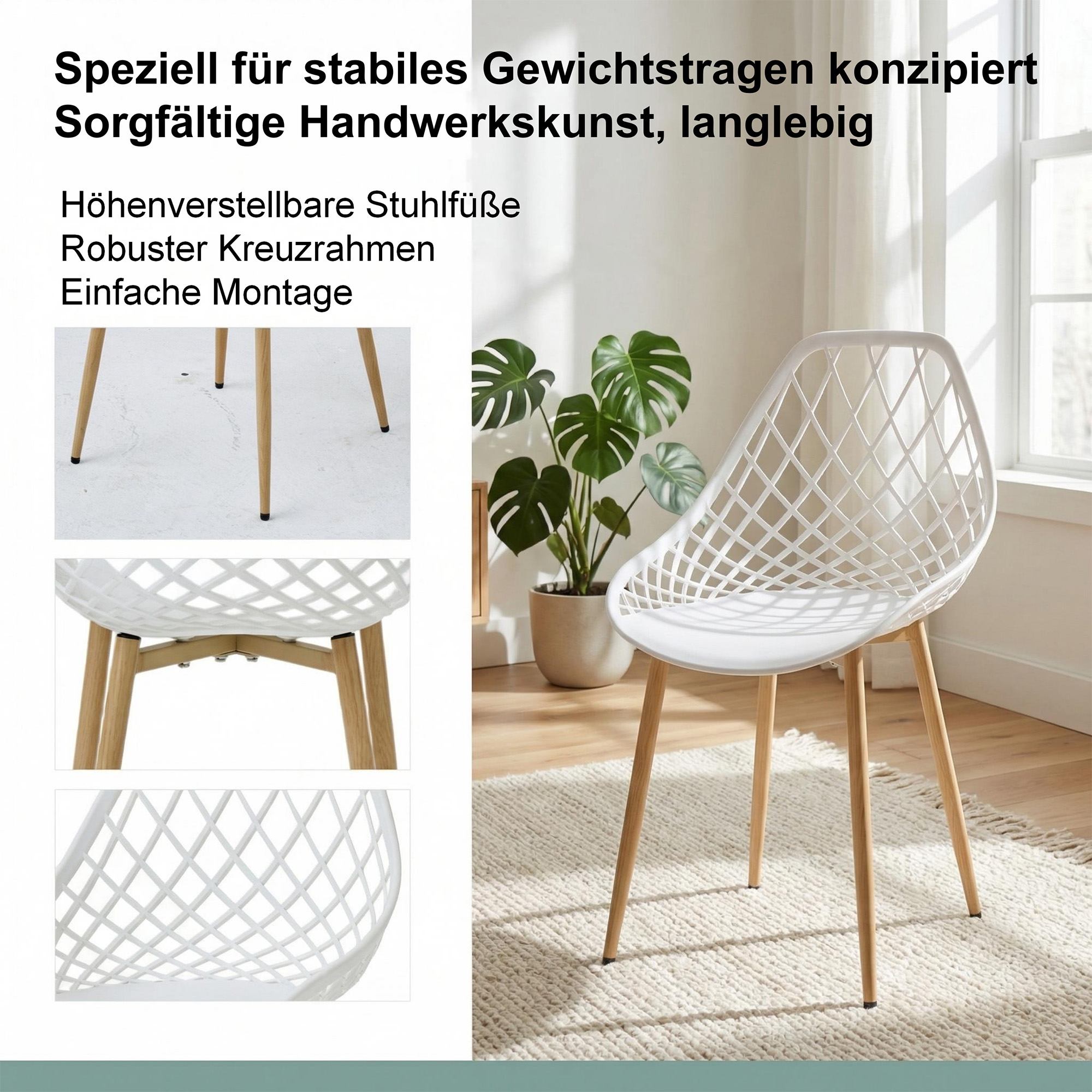 Bistrostuhl PP-Sitz & Metallrahmen, moderner Esszimmerstuhl, Gartenstuhl