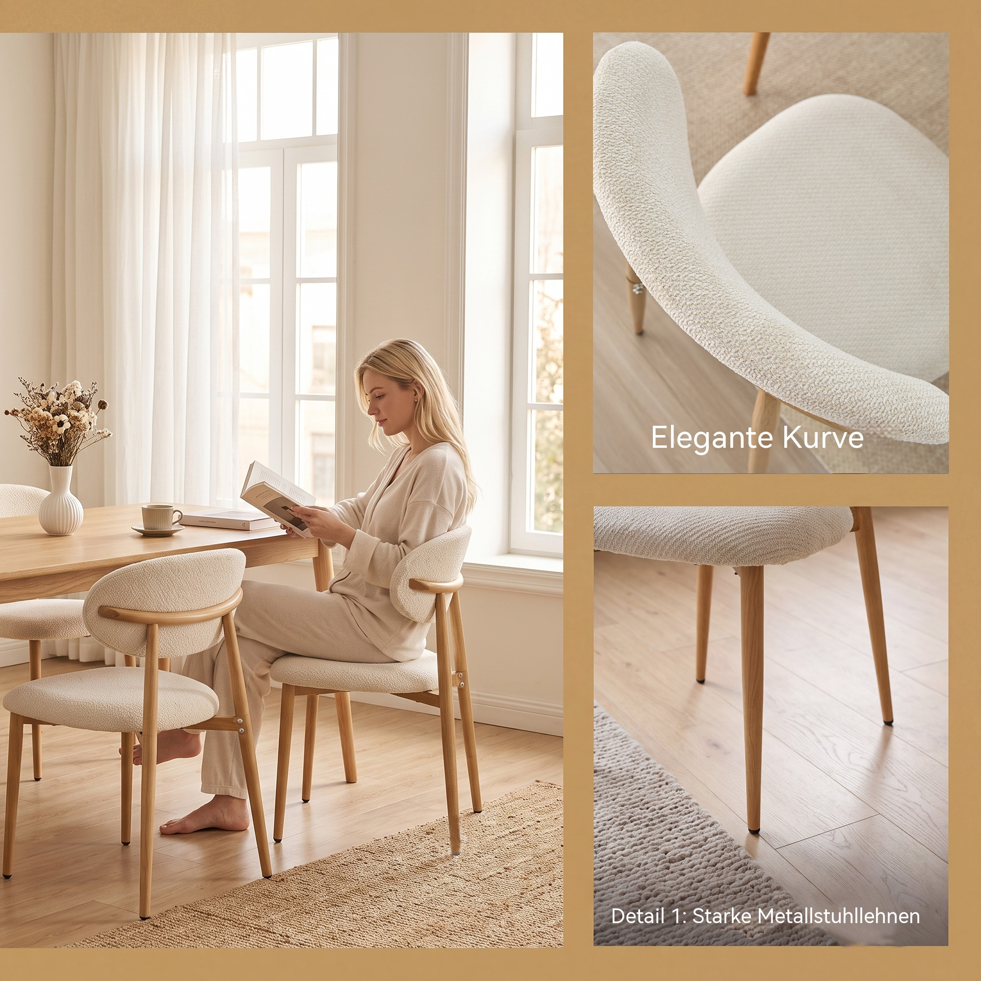 LYKKVØ „Milo“ Polsterstuhl aus der „Amara“ Kollektion — Ergonomischer Design-Esszimmerstuhl