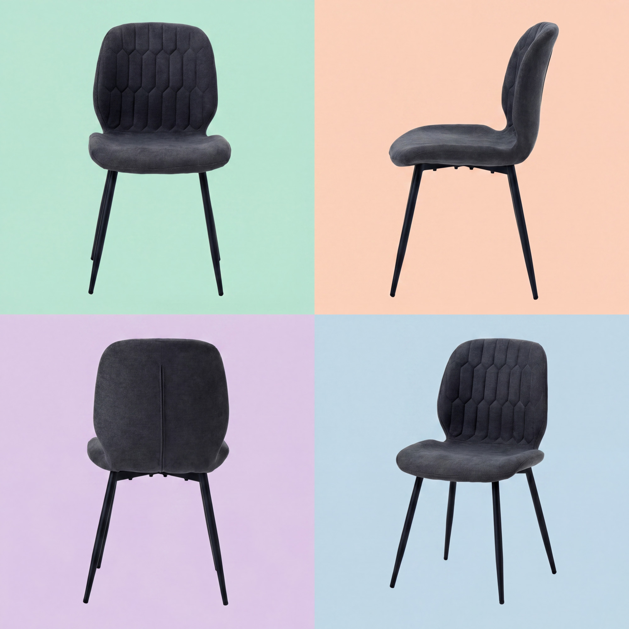 LYKKVØ Design-Polsterstuhl Set (4 Stück) – Ergonomischer Komfort in edlem Chenille