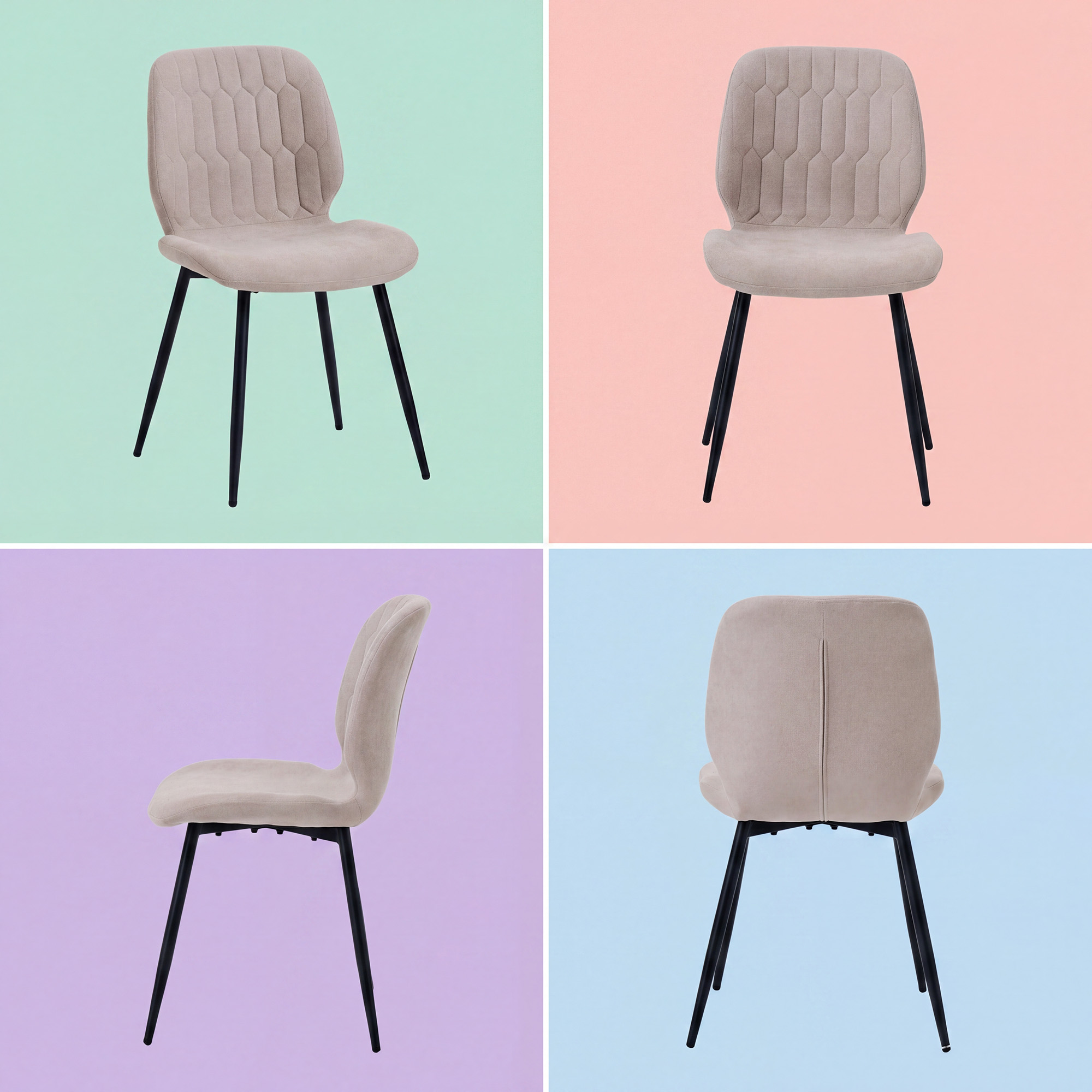 LYKKVØ Design-Polsterstuhl Set (4 Stück) – Ergonomischer Komfort in edlem Chenille