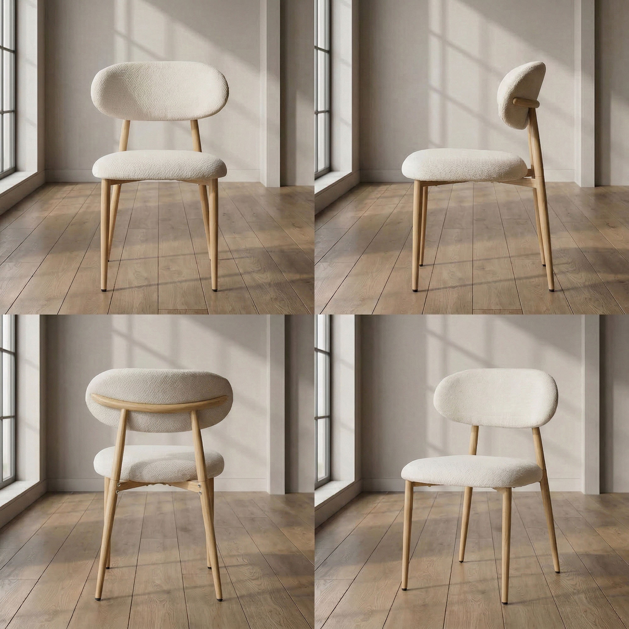 LYKKVØ Design-Polsterstuhl Set (2 Stück) – Ergonomischer Komfort in Beige mit Walnuss-Optik