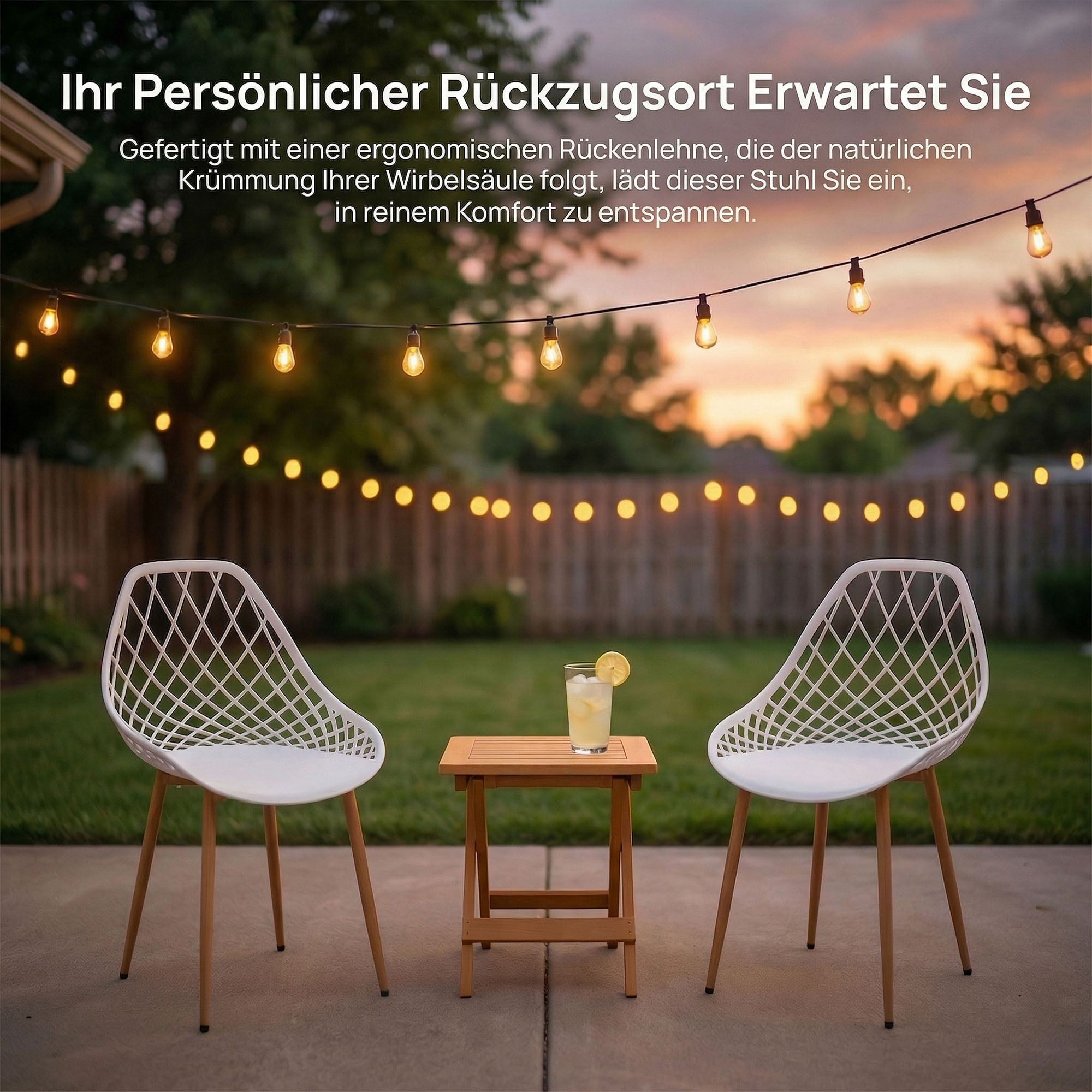 Bistrostuhl PP-Sitz & Metallrahmen, moderner Esszimmerstuhl, Gartenstuhl