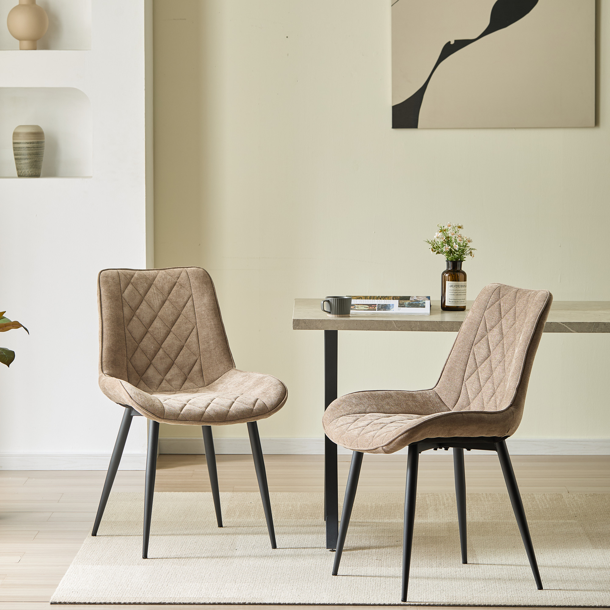 Design-Esszimmerstühle 4er Set – Chenille-Bezug & Ergonomisches Design