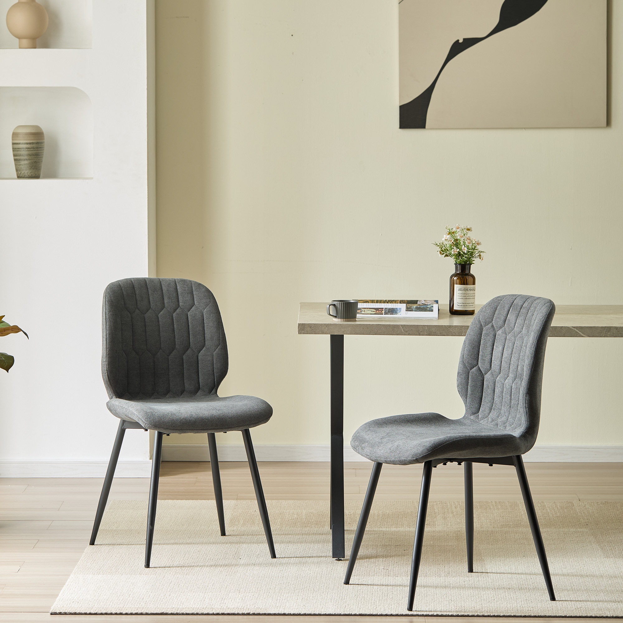 LYKKVØ Design-Polsterstuhl Set (4 Stück) – Ergonomischer Komfort in edlem Chenille