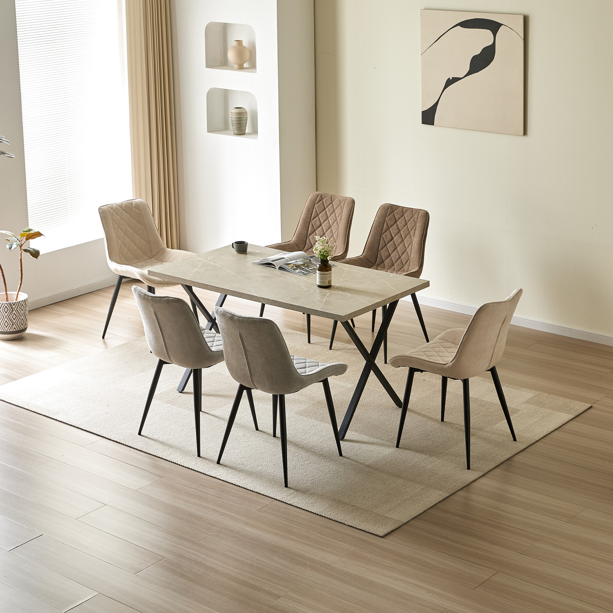 Design-Esszimmerstühle 4er Set – Chenille-Bezug & Ergonomisches Design
