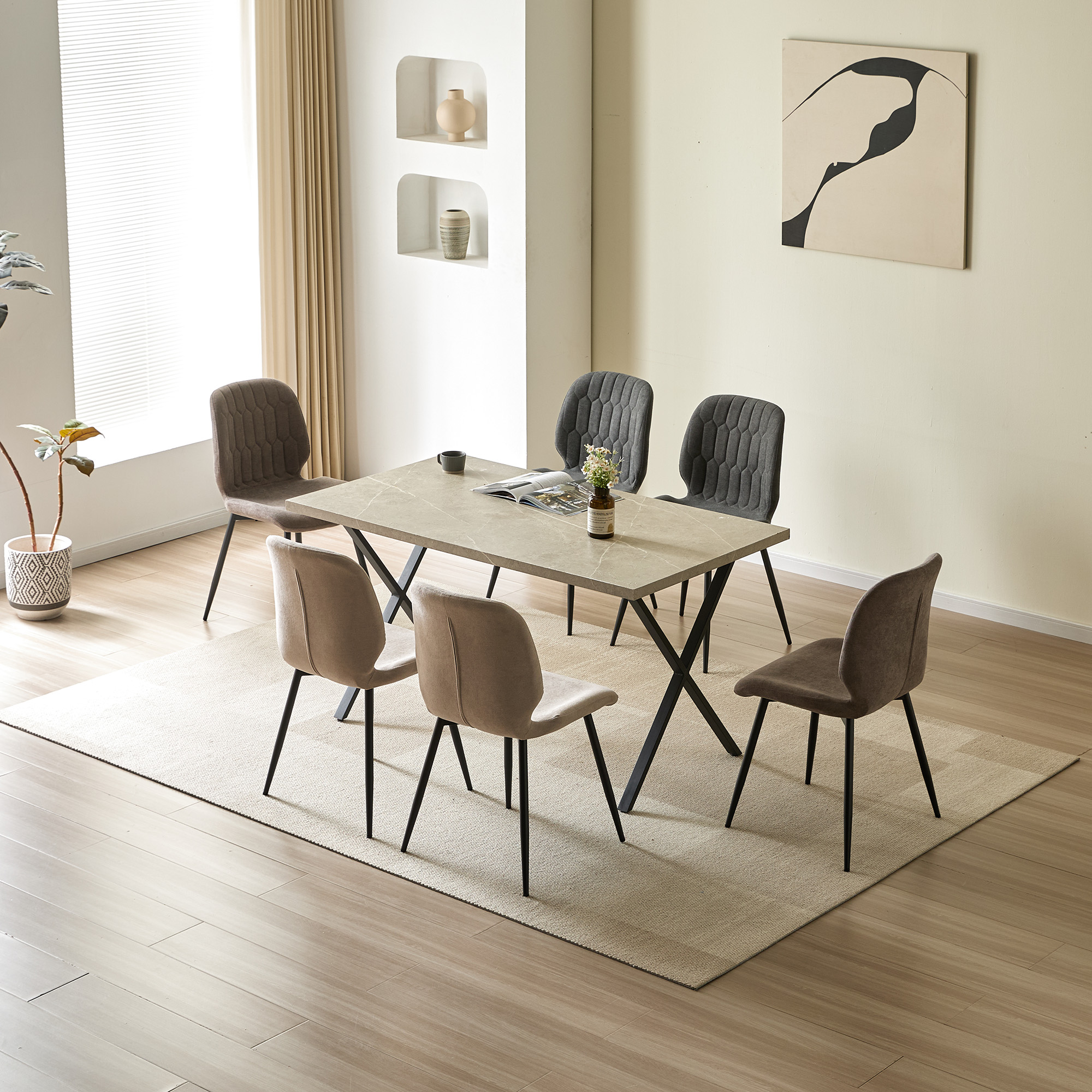 LYKKVØ Design-Polsterstuhl Set (4 Stück) – Ergonomischer Komfort in edlem Chenille