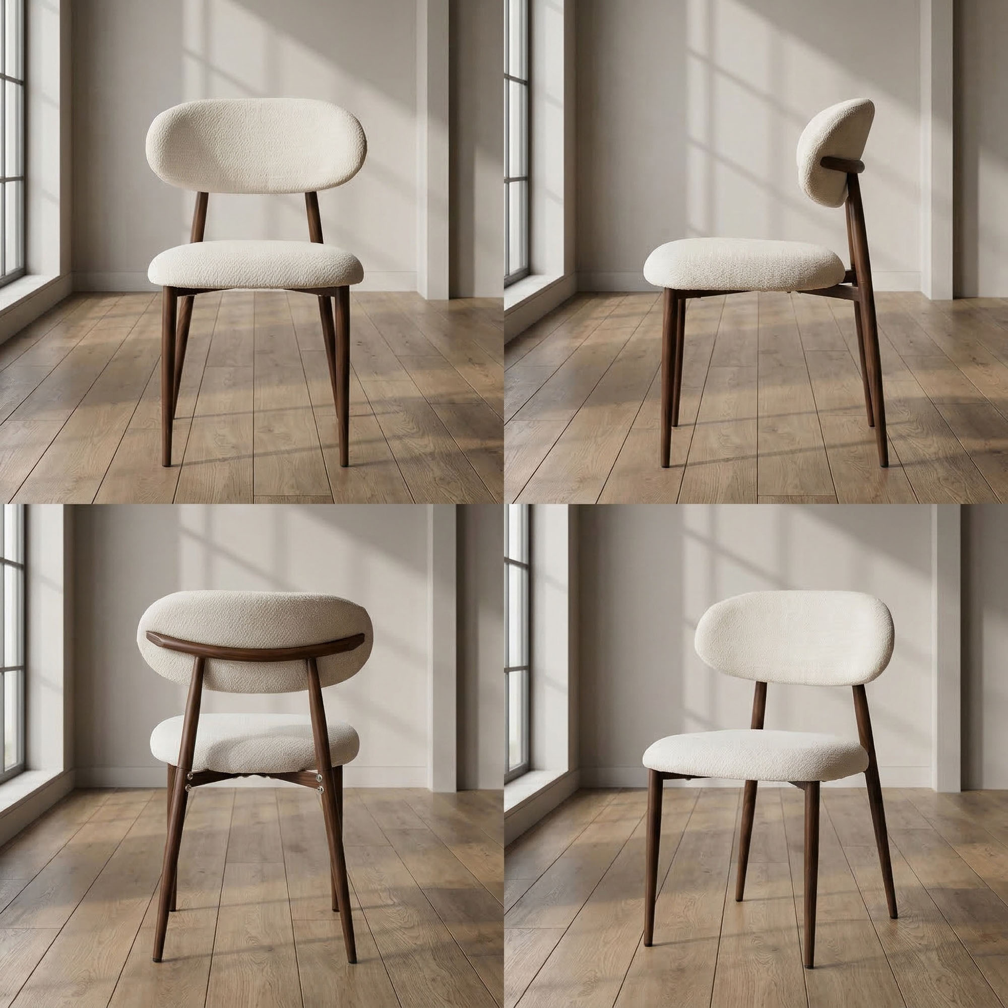 LYKKVØ Design-Polsterstuhl Set (2 Stück) – Ergonomischer Komfort in Beige mit Walnuss-Optik