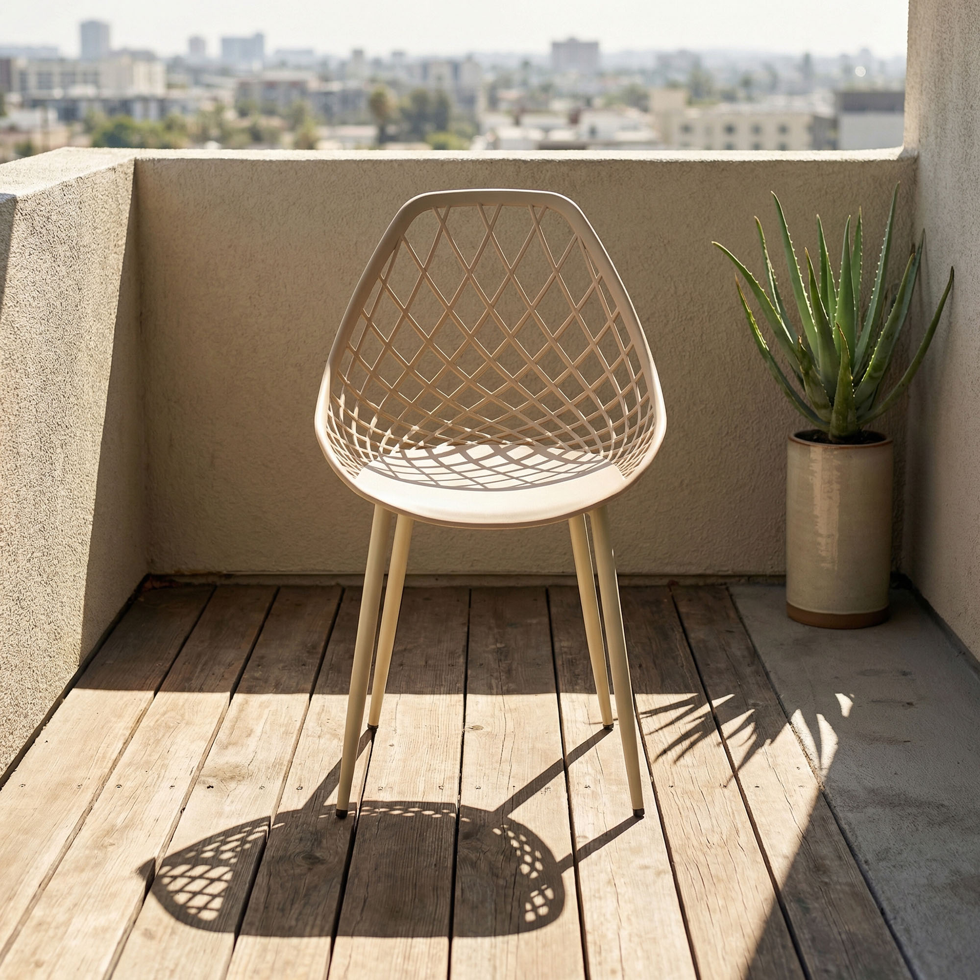 Bistrostuhl PP-Sitz & Metallrahmen, moderner Esszimmerstuhl, Gartenstuhl