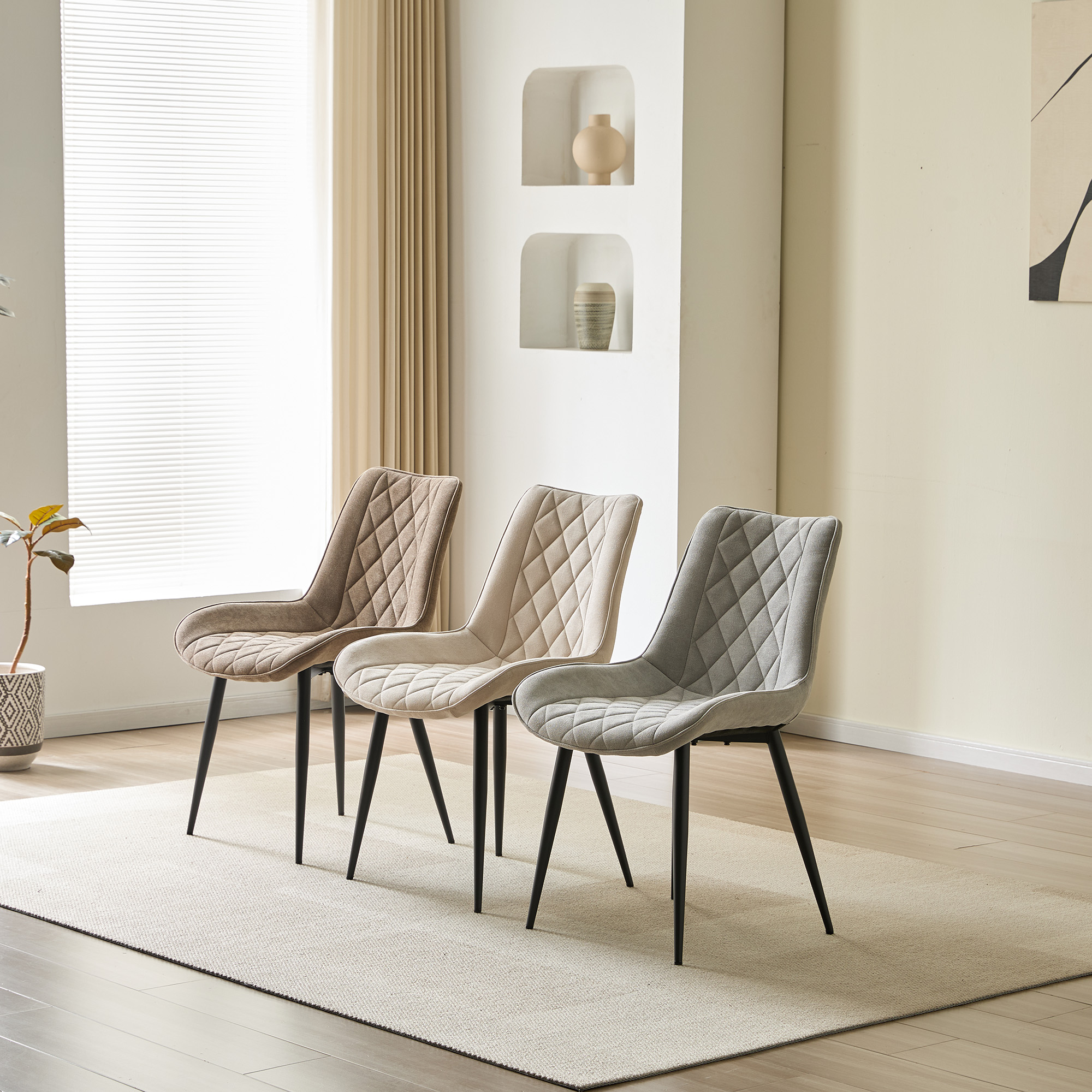 Design-Esszimmerstühle 4er Set – Chenille-Bezug & Ergonomisches Design