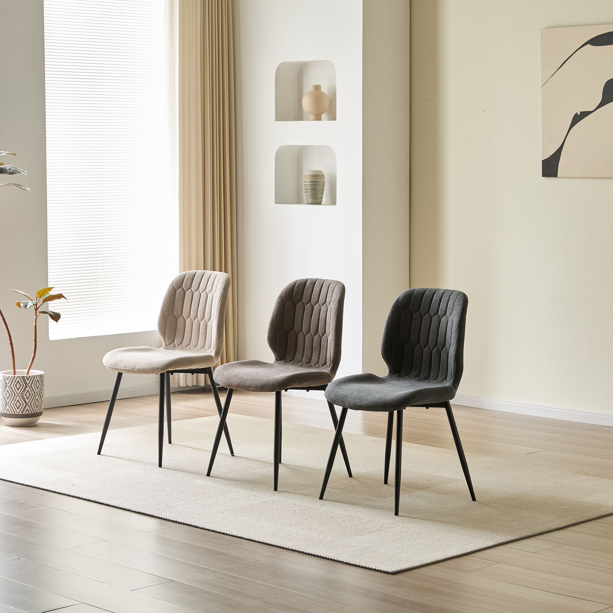 LYKKVØ Design-Polsterstuhl Set (4 Stück) – Ergonomischer Komfort in edlem Chenille