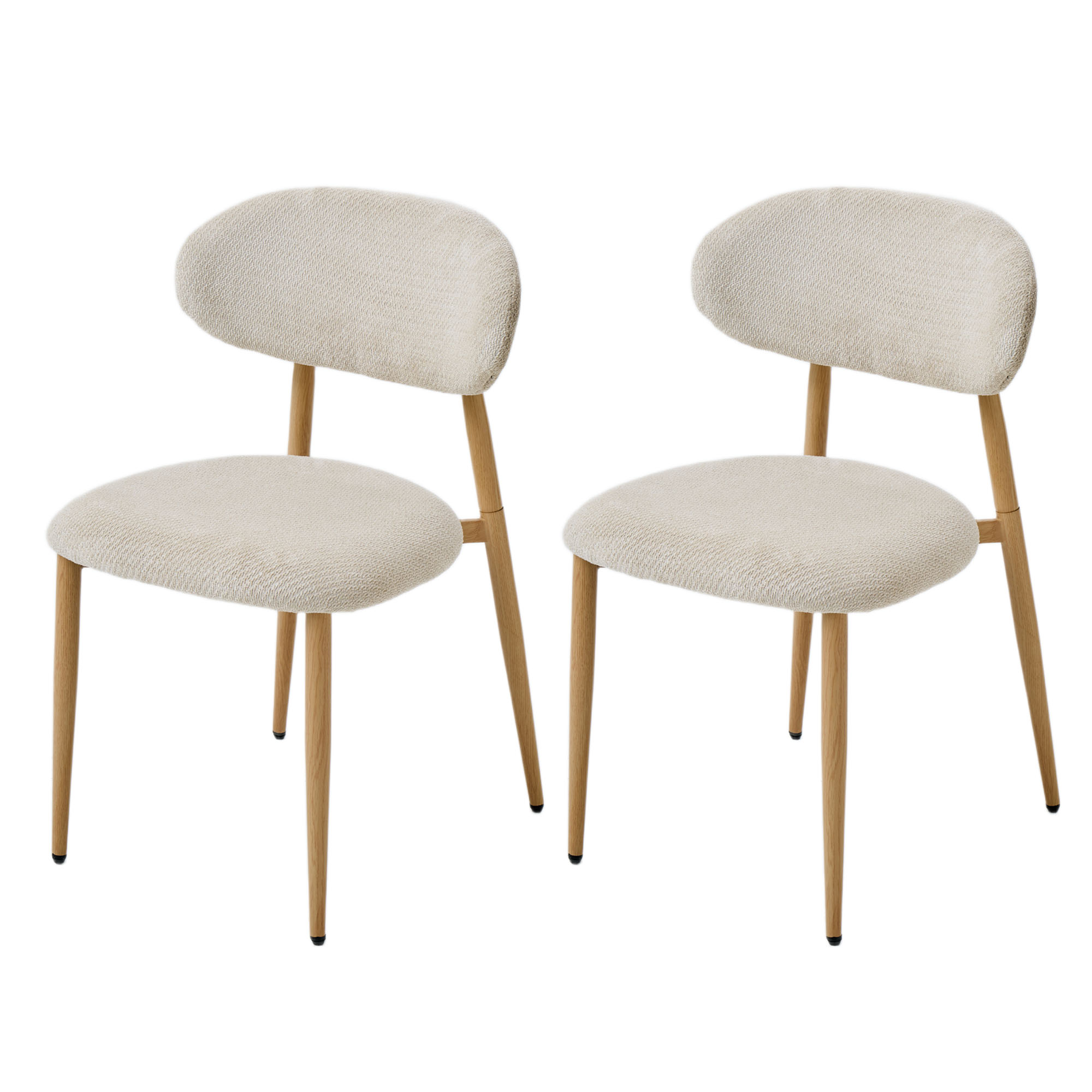 LYKKVØ Design-Polsterstuhl Set (2 Stück) – Ergonomischer Komfort in Beige mit Walnuss-Optik