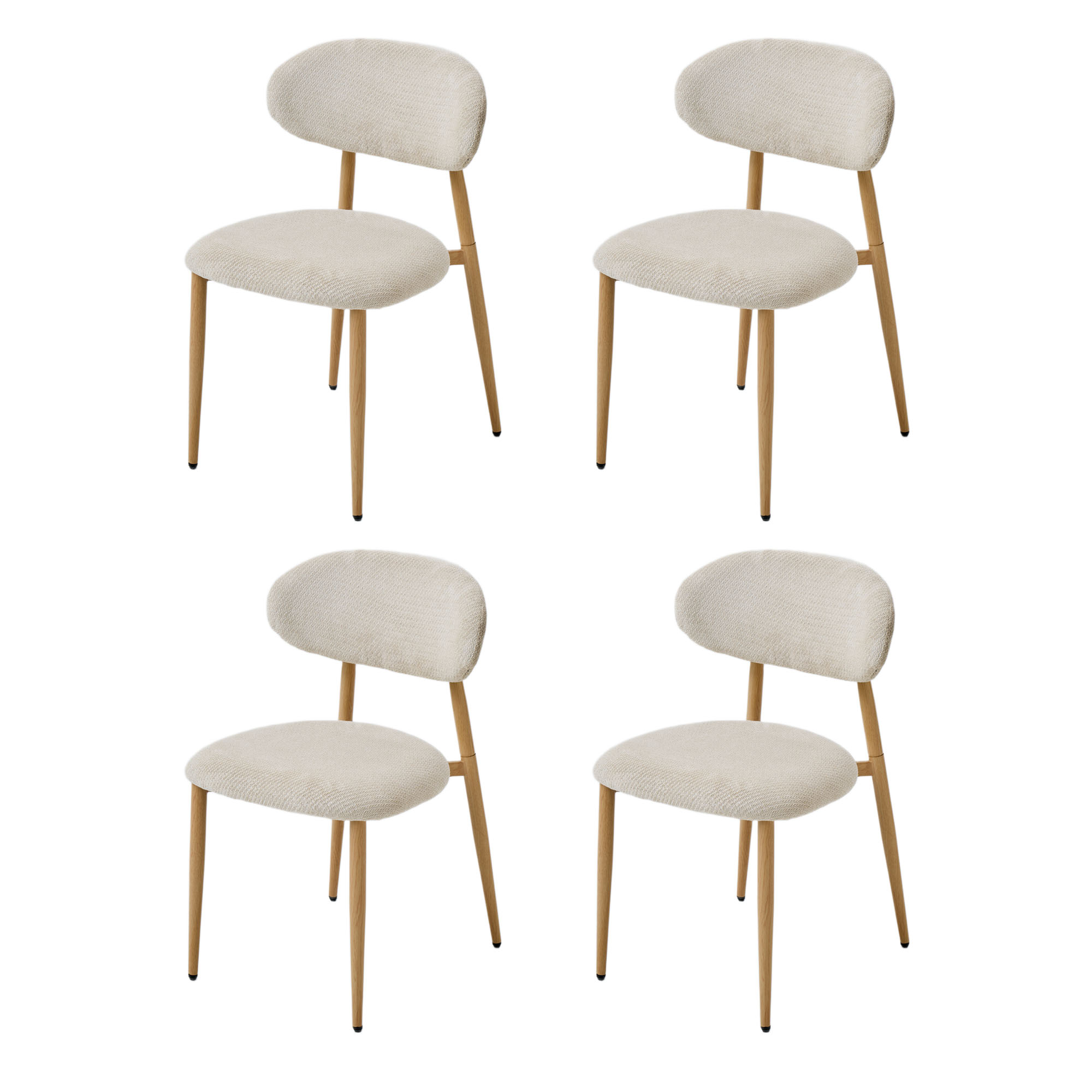 LYKKVØ Design-Polsterstuhl Set (2 Stück) – Ergonomischer Komfort in Beige mit Walnuss-Optik