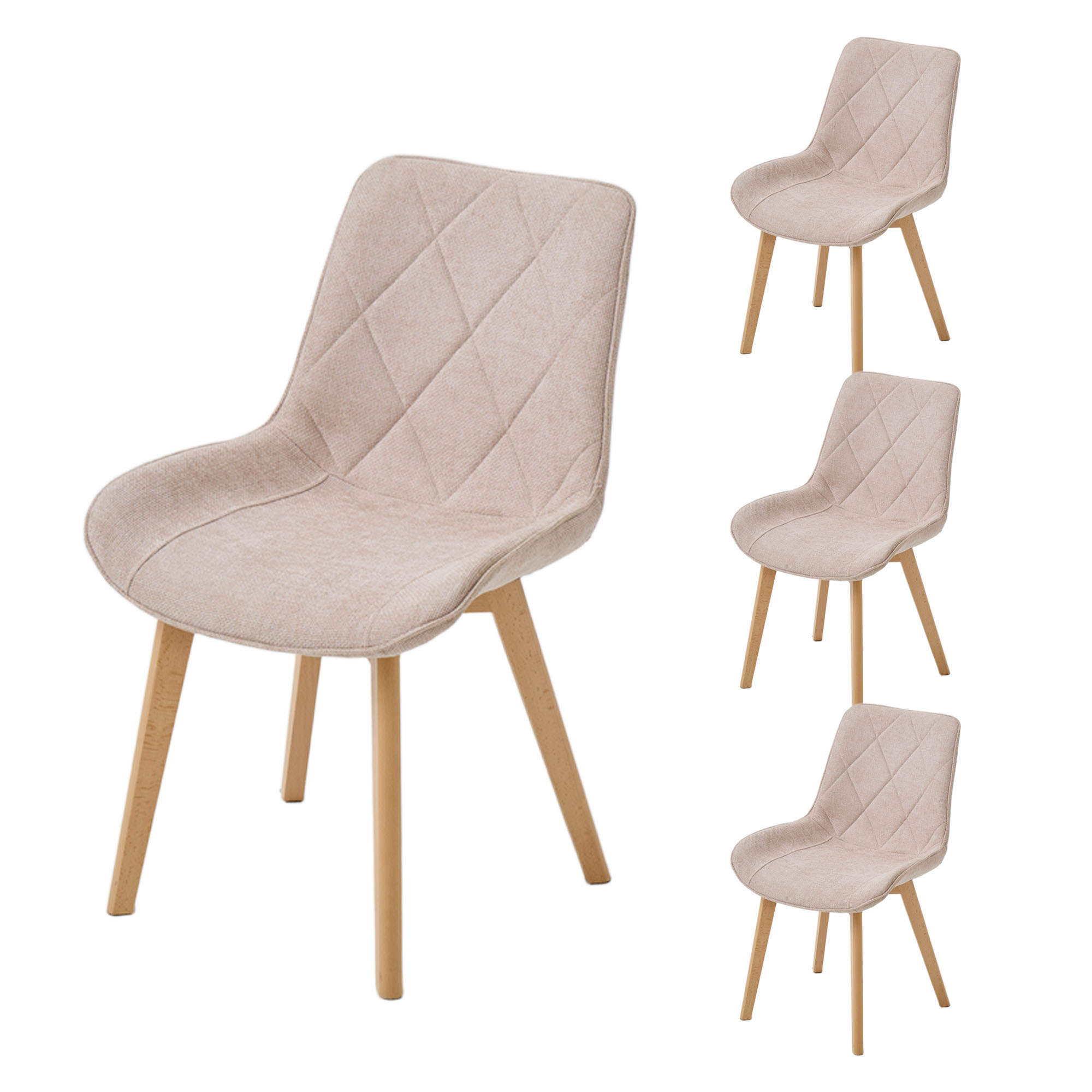 LYKKVØ „Lars“ Polsterstuhl — Skandinavischer Designstuhl mit massivem Buchenholz-Gestell
