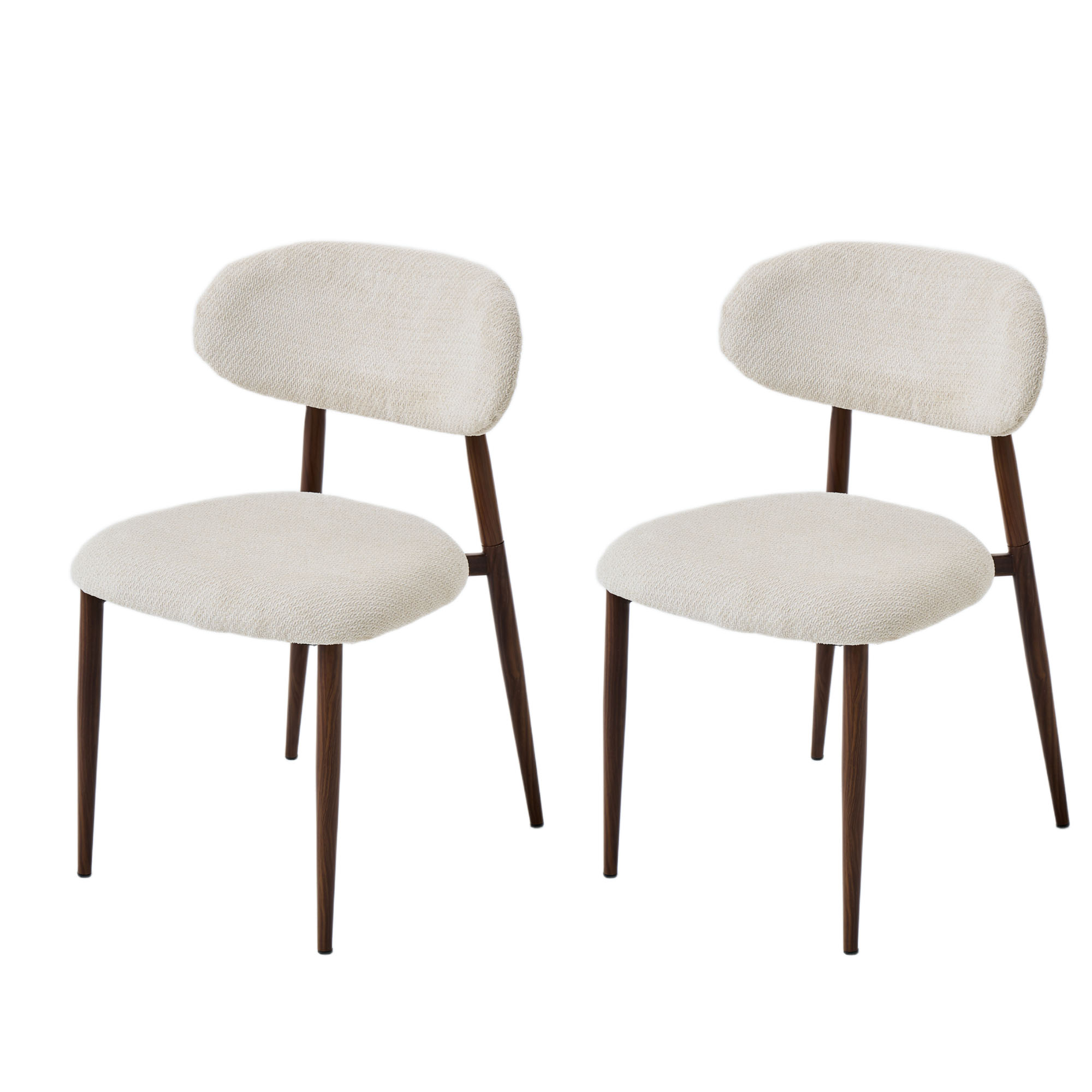 LYKKVØ Design-Polsterstuhl Set (2 Stück) – Ergonomischer Komfort in Beige mit Walnuss-Optik